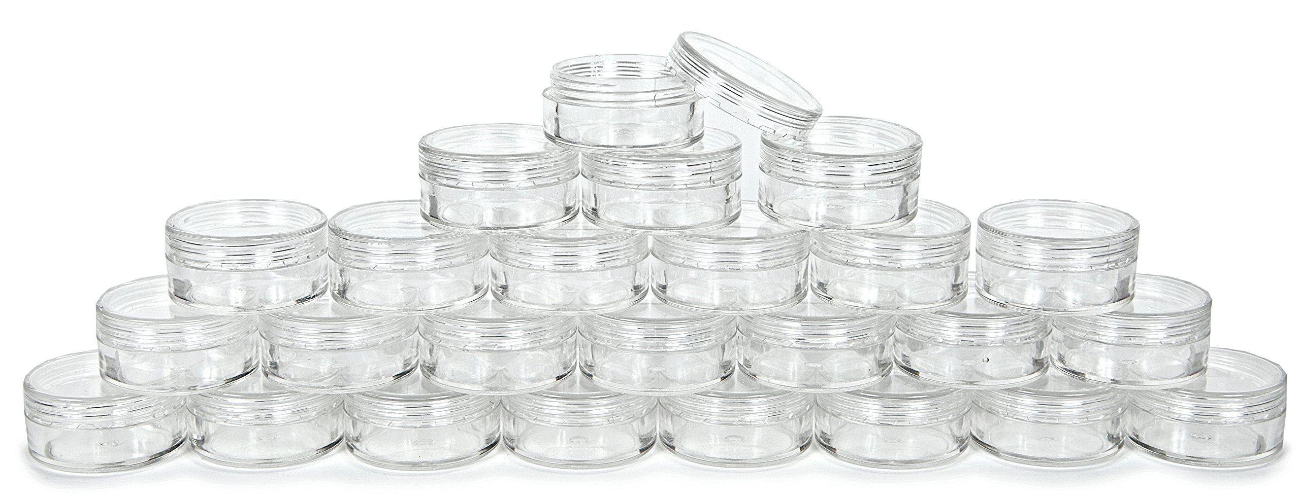 Vivaplex 25-Pack Clear 10 Gram Plastic Jars with Lids - Small Cosmetic Containers for Lip Balm, Creams, Salves & Travel-Sized Toiletries | Perfect for DIY Beauty, Skincare & Organizing Small Items