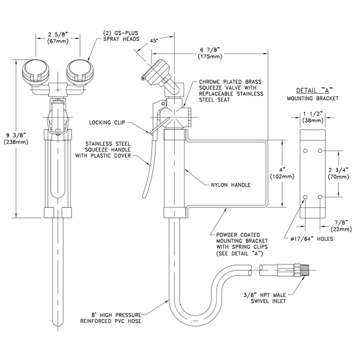 Guardian G5026 Wall Mounted Dual Head Emergency Eyewash & Drench Hose Station - OSHA Compliant Safety Equipment for Labs & Industrial Use