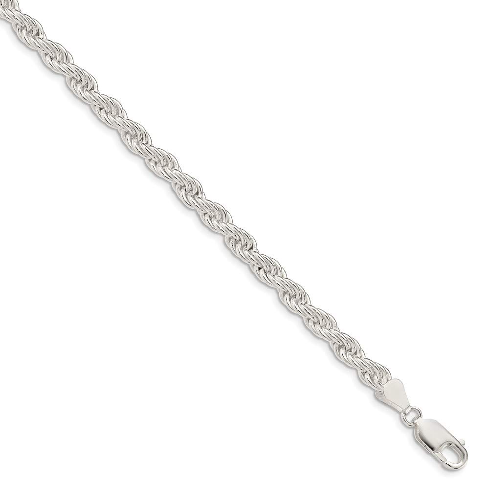 Sterling Silver 5.0mm Solid Rope Chain Necklace, Bracelet or Anklet - Durable & Hypoallergenic Jewelry for Men & Women - Perfect for Everyday Wear, Gifts & Special Occasions