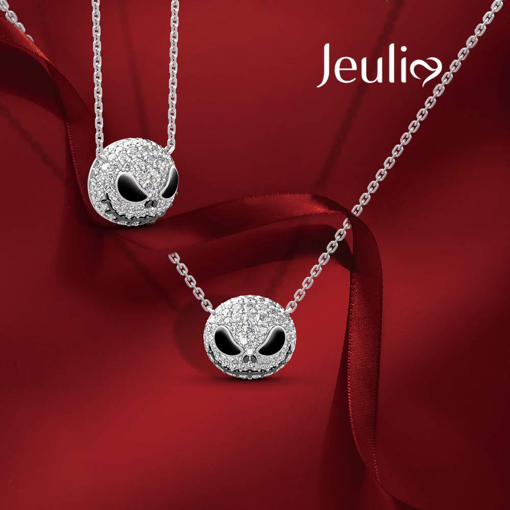 Jeulia 925 Sterling Silver Skull Pendant Necklace for Women - Gothic Halloween Jewelry, Valentine's Day & Birthday Gift for Her, Bridal Accessory - Perfect for Parties, Cosplay and Dark Fashion