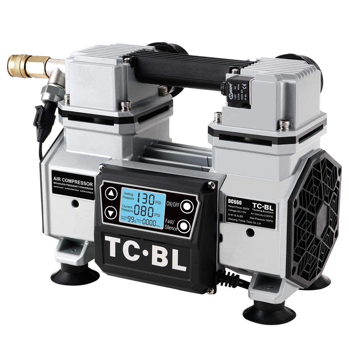 Ultra Quiet 110V Portable Air Compressor - Oil-Free, Lightweight Small Air Pump for Tires, Inflatables & DIY Projects