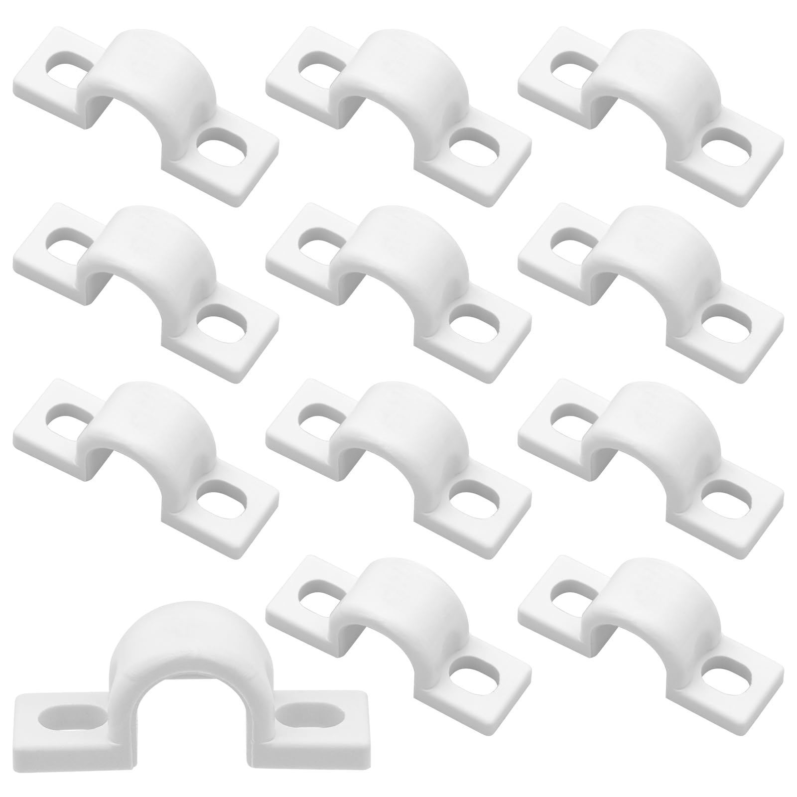 12Pcs White Plastic Wire Shelf Loop Clips - 8.5mm Wall Mounted Brackets for Wire Shelving, Drywall & Concrete Installation - Perfect for Garage Storage, Pantry Organization & Closet Shelving Systems