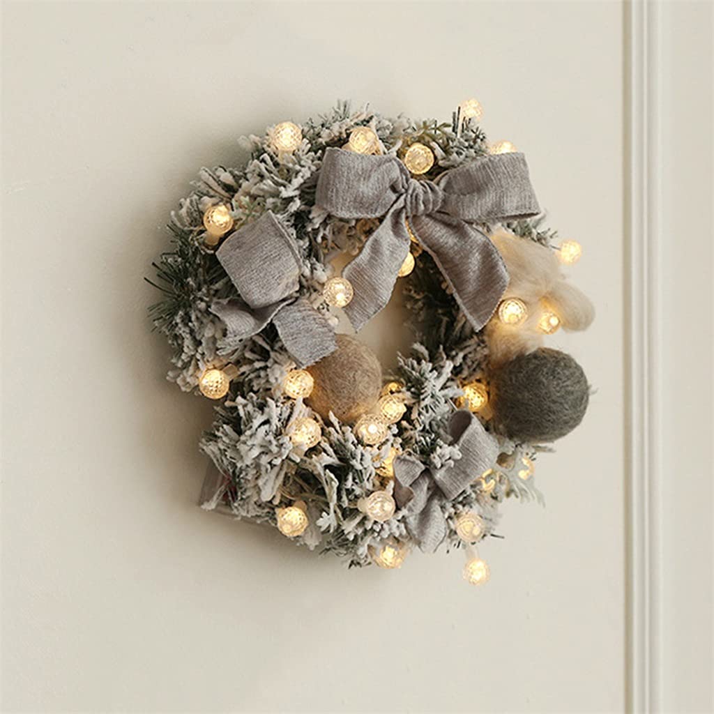 30CM LED Rattan Christmas Wreath Garland - Artificial Holiday Decor for Front Door, Home & Party Decorations | Indoor/Outdoor Use for Christmas Tree, Mantel & Wall Decor (Color A)