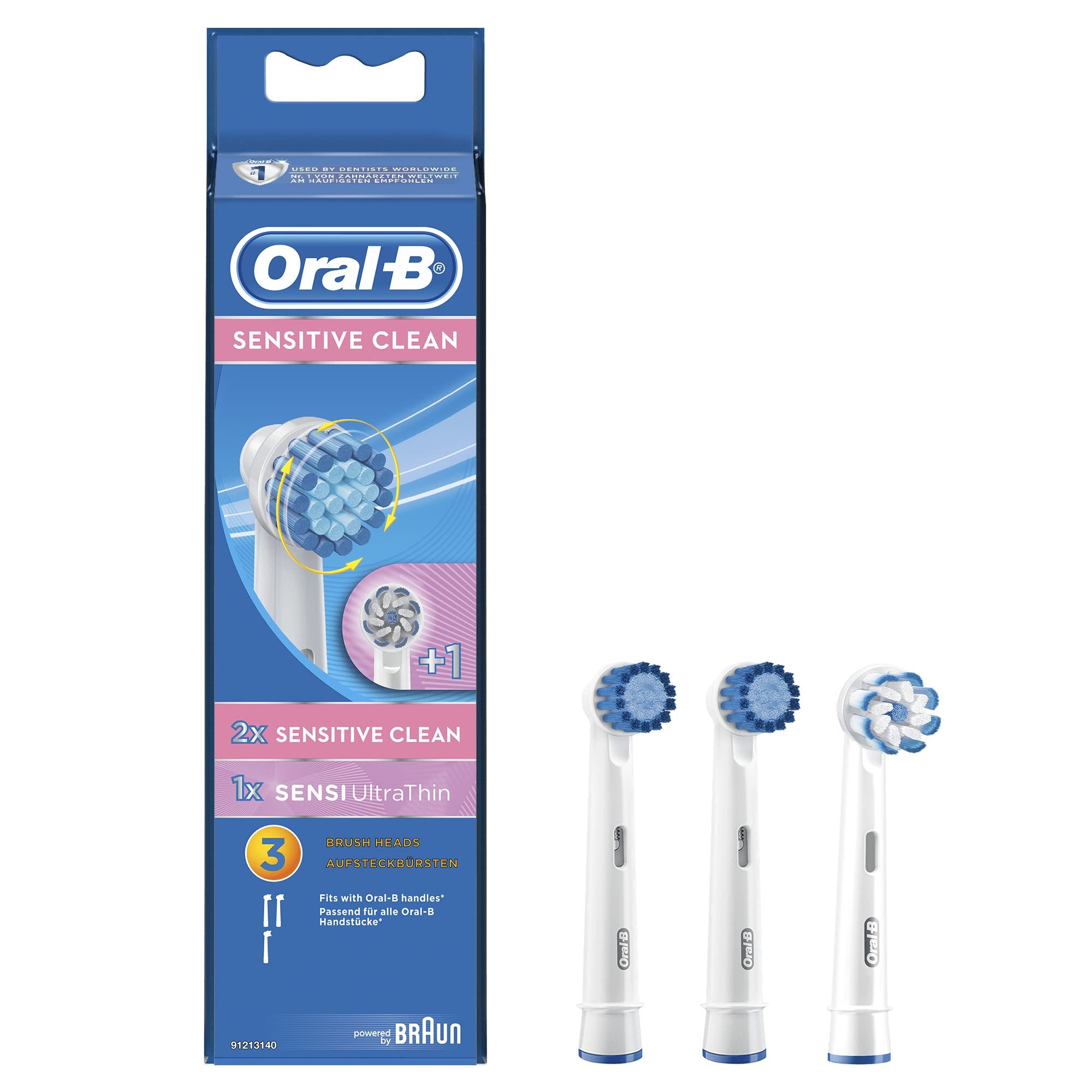 Oral-B Sensitive Electric Toothbrush Heads (Pack of 3) - Rechargeable Replacement Brush Heads for Sensitive Teeth & Gums Care - Perfect for Gentle Cleaning & Gum Protection at Home or Travel