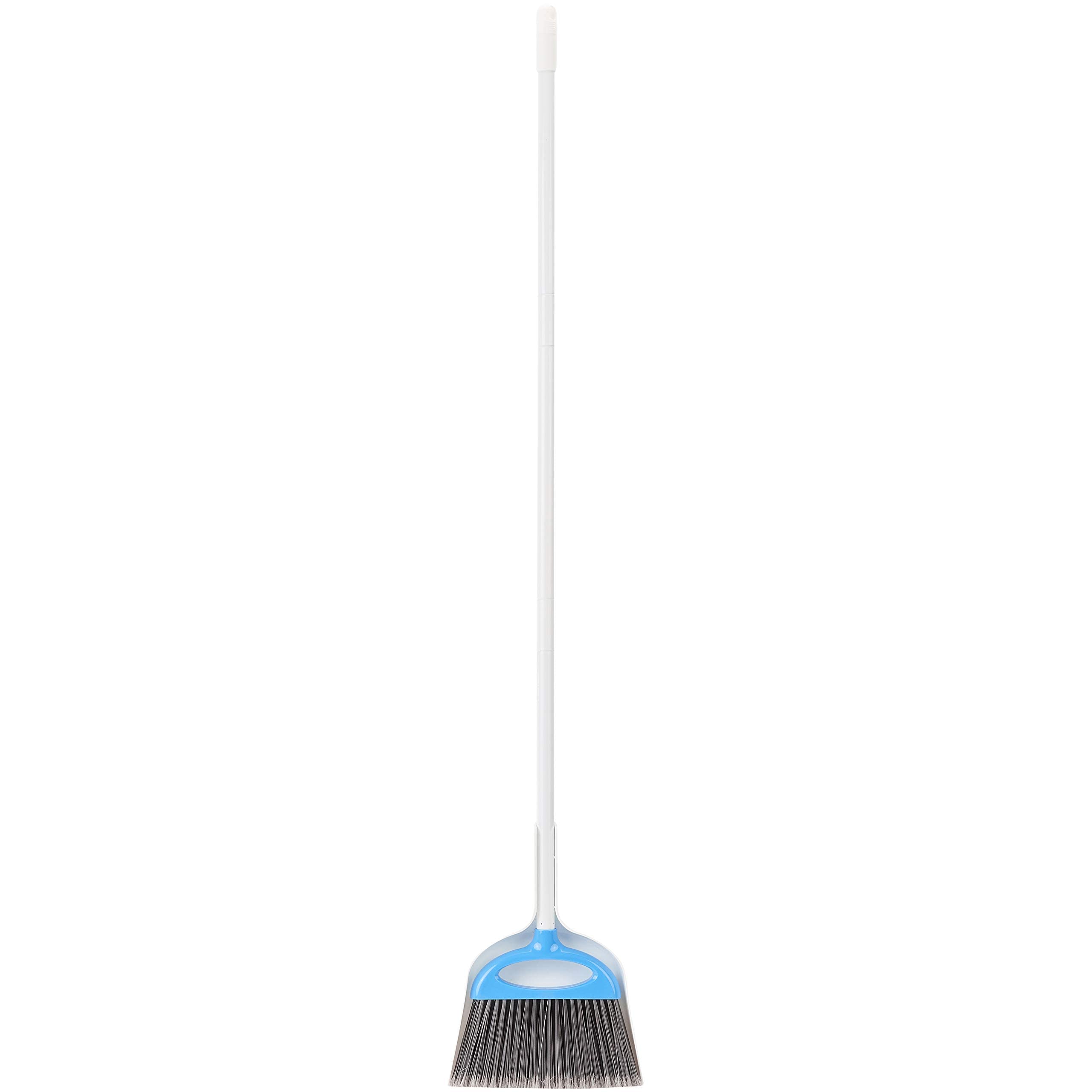 Amazon Basics Dustpan and Broom Set - Blue and White Cleaning Tools for Home, Kitchen, Garage & Outdoor Use