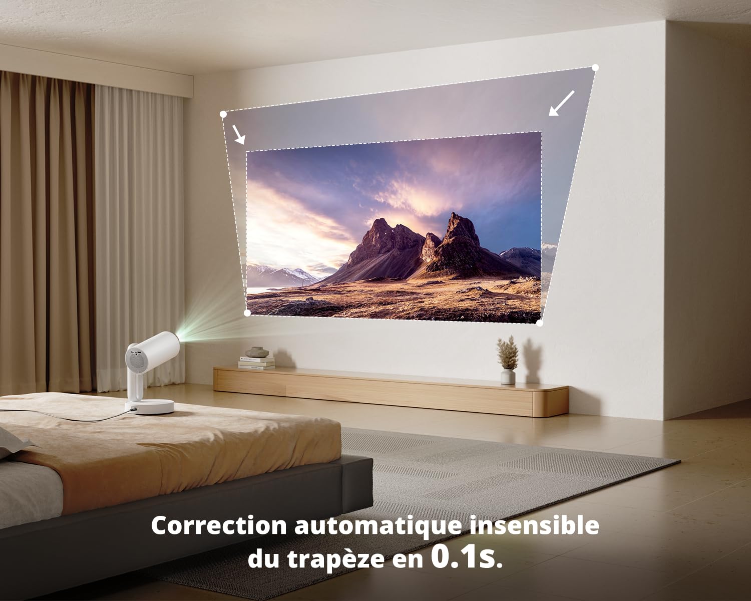 ETOE 4K Android TV 11.0 Smart Projector with Netflix Certification - 300 ANSI Lumens, Auto Keystone, Rotating Ceiling Mount, 5G WiFi & Chromecast Support (White) - Perfect for Home Theater, Gaming & Outdoor Movie Nights