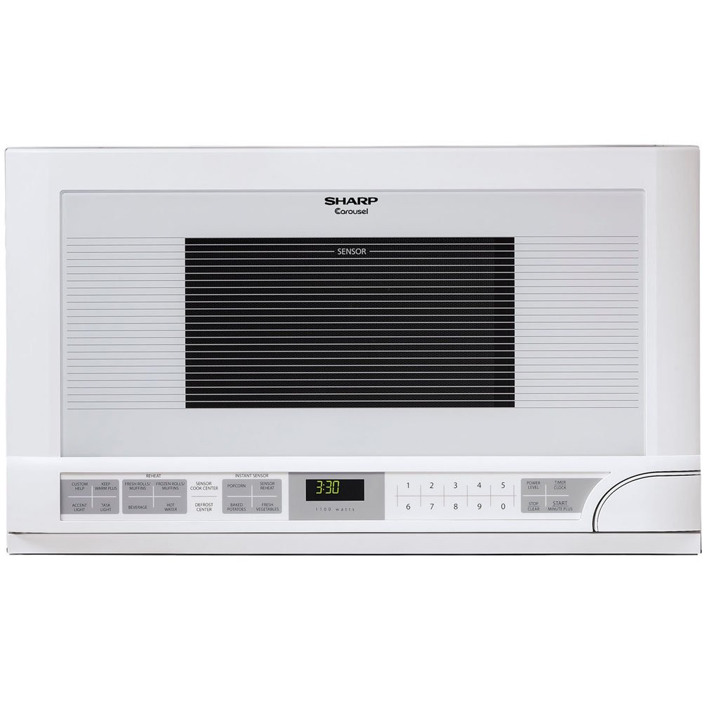 Sharp R-1211 1.5 Cu.Ft 1100W Countertop Microwave Oven in White - Perfect for Small Kitchens, Dorms & Office Break Rooms