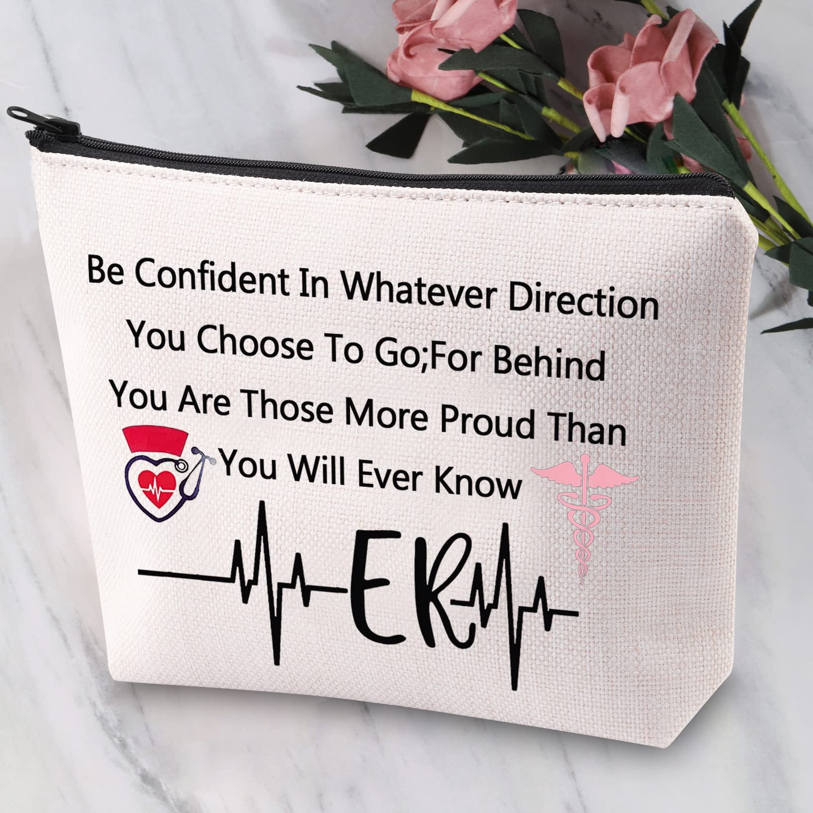 ER Nurse Gifts for Women - Medical Caduceus Cosmetic Travel Pouch Bag | Nursing Makeup Bag for Emergency Medicine Physicians & Graduation Gifts | Perfect for Clinical Shifts, Travel & Daily Use
