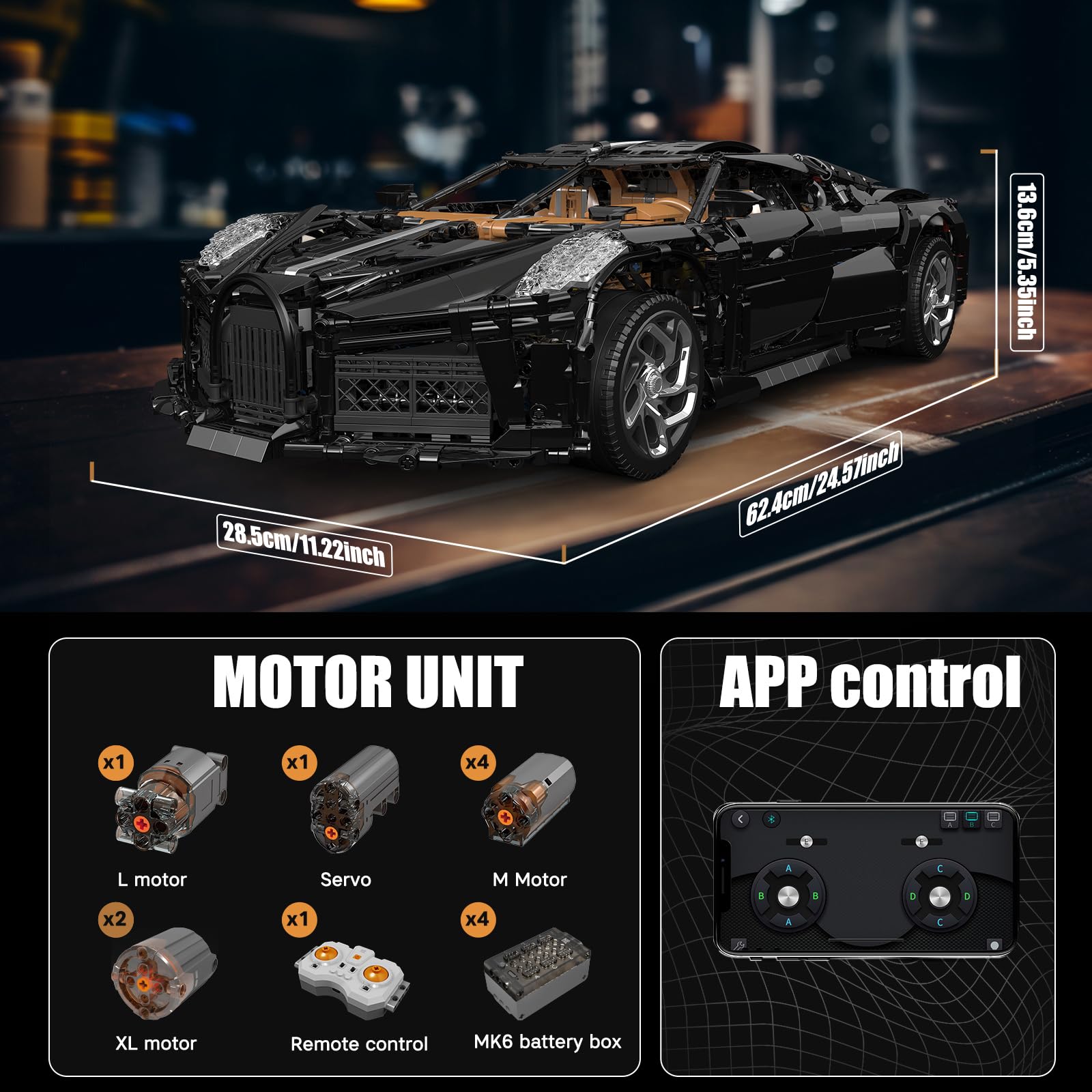 Mould King 13163 MOC Sports Car Building Kit - 4688-Piece Remote & APP Controlled Super Car Model Blocks for Adults & Teens | Collectible DIY Engineering Toy for Christmas & Birthday Gifts | Perfect for STEM Learning, Home Decoration & Car Enthusiasts