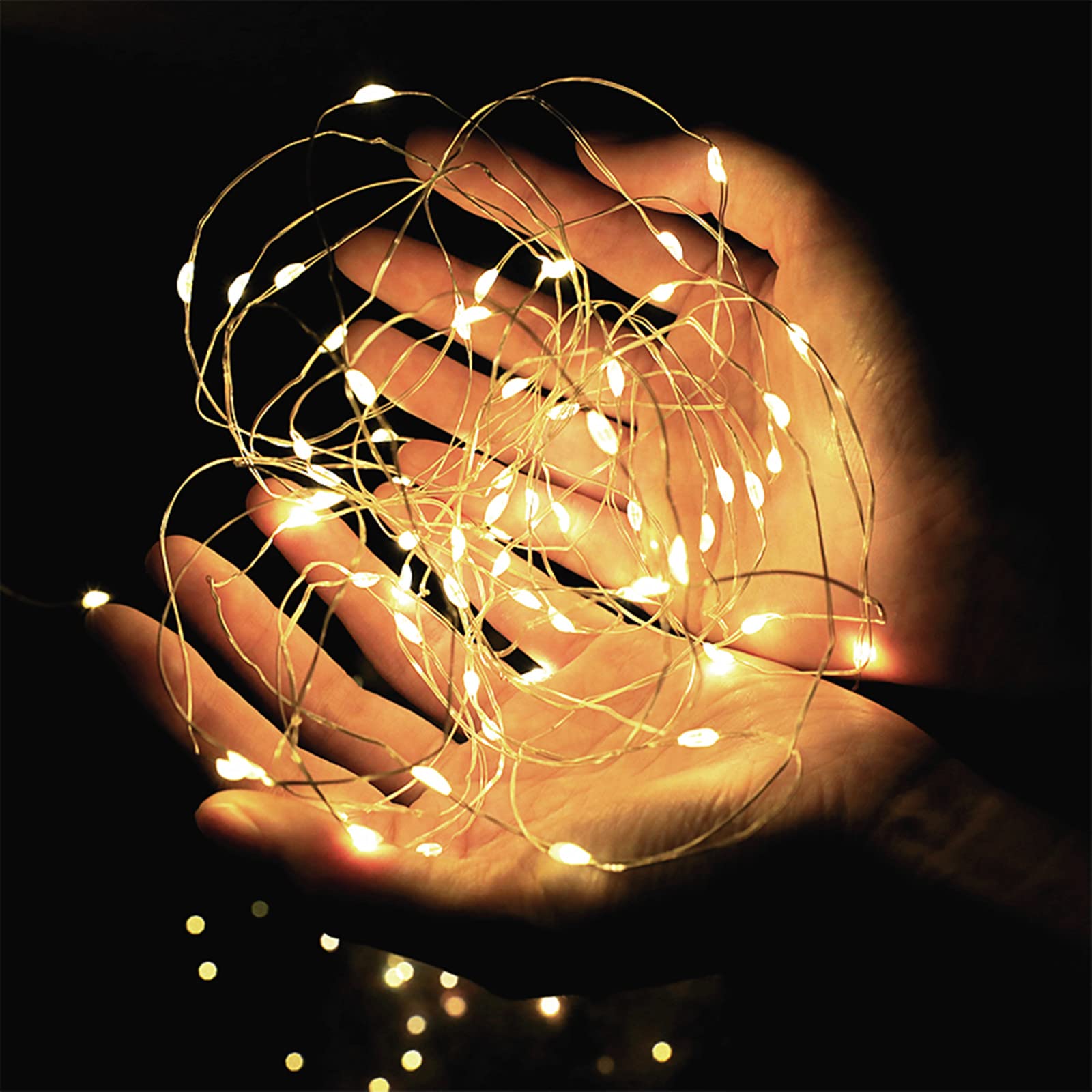 20 LED Battery Operated Fairy Lights - 7Ft Silver Copper Wire String Lights for Bedroom Decor, Warm White Starry Moon Lights for Teen Girls (1 Pack) | Perfect for Indoor & Outdoor Use, Parties, Weddings, and Home Decoration