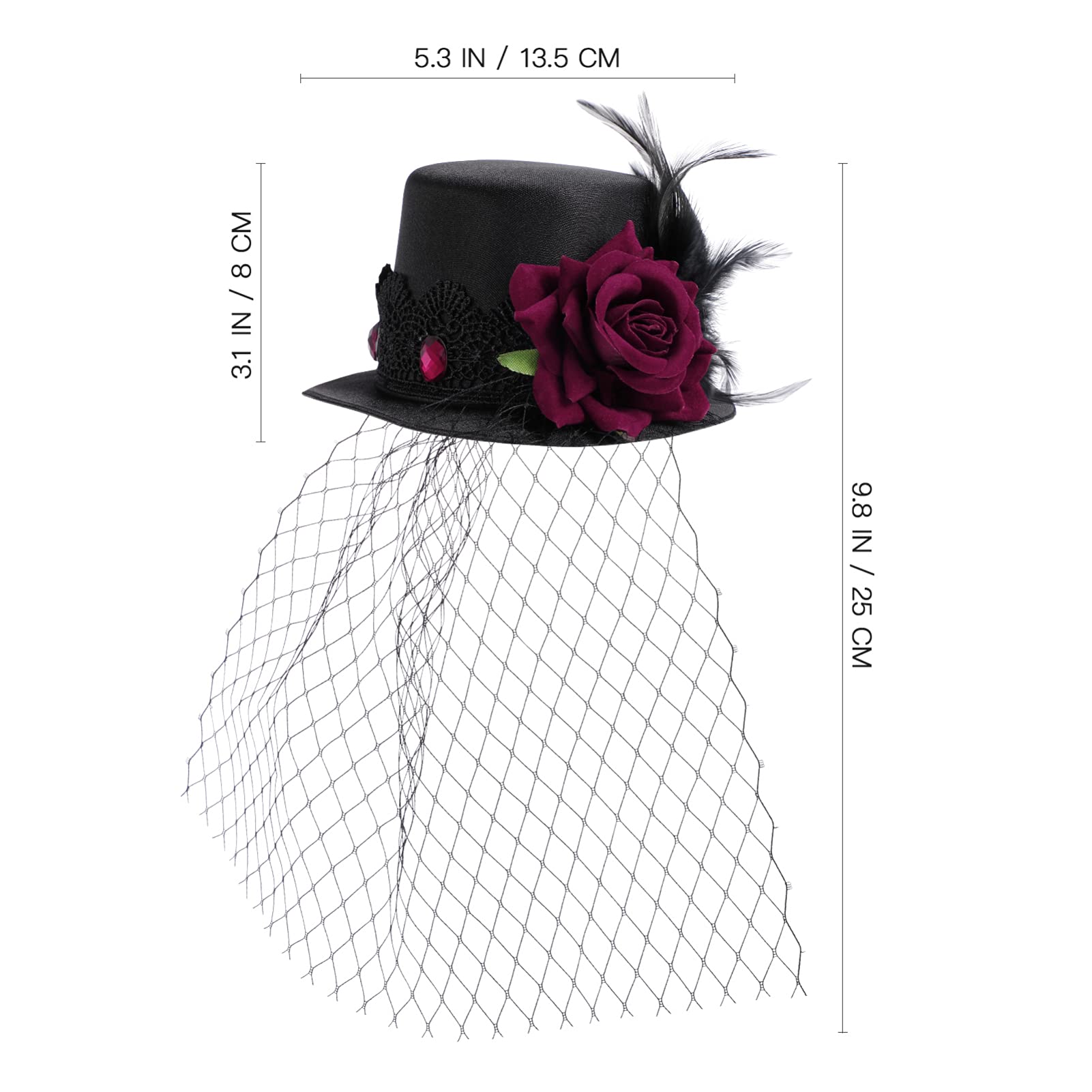 Beaupretty Mini Top Hat Hair Clip - Elegant Mesh Fascinator Hat Clip for Women, Girls | Perfect for Masquerade Balls, Halloween Costumes, Tea Parties & Cosplay Accessories