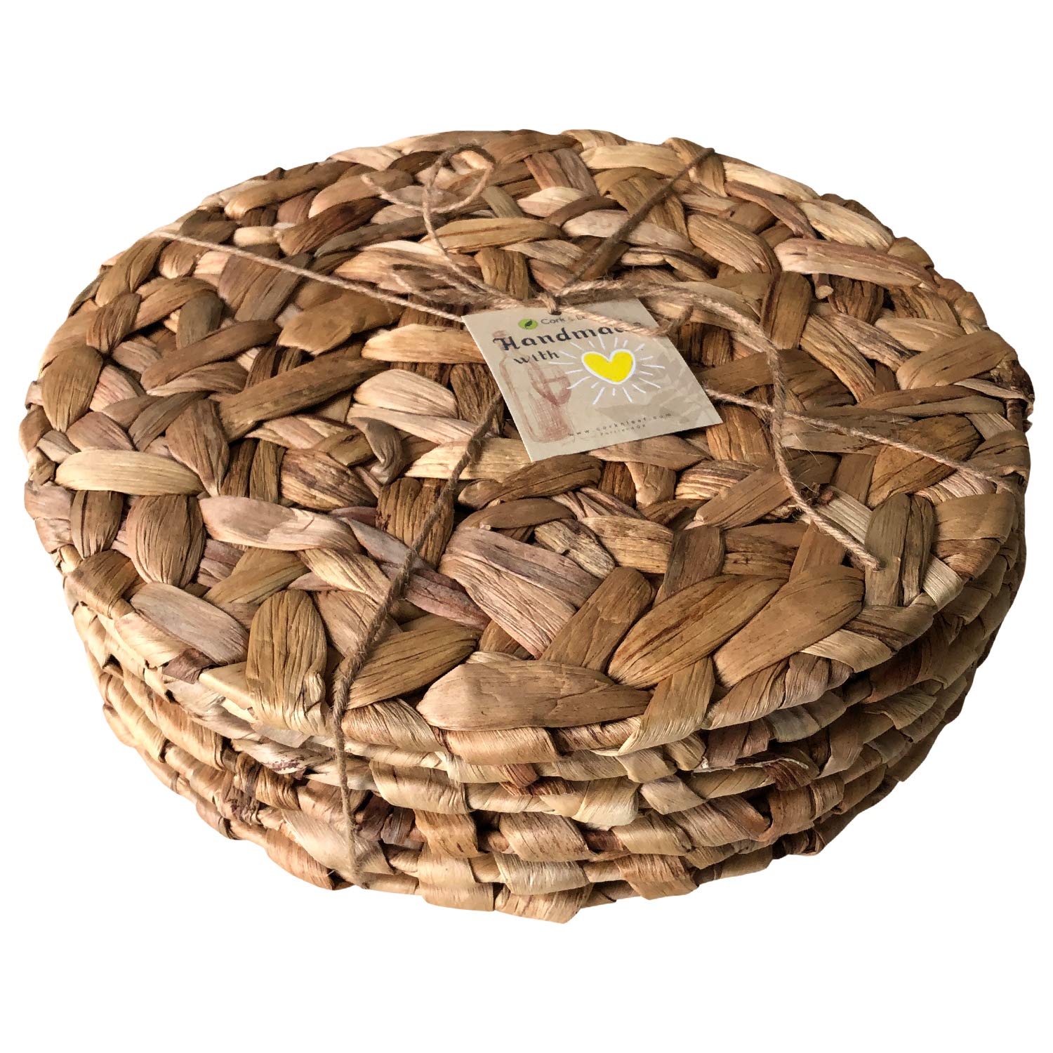 Natural Cork & Leaf Oceana Charger Plates Set of 6 - Rustic Dinner Plate Chargers for Boho & Farmhouse Table Decor - Elegant Round Placemats for Wedding, Thanksgiving & Holiday Dining Decorations