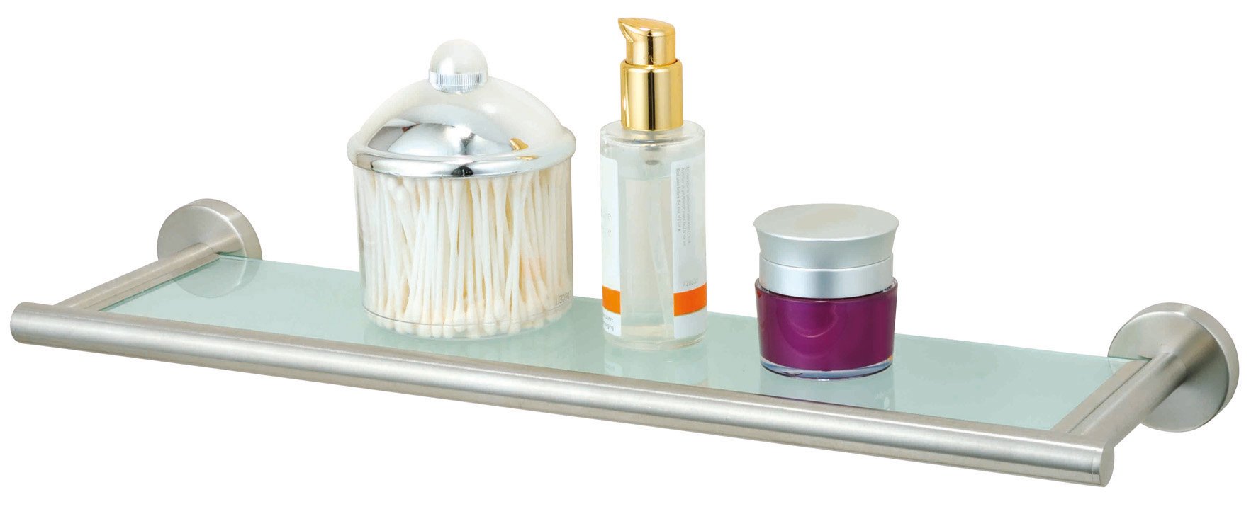 Premium Stainless Steel Glass Wall Shelf for Bathroom, Kitchen & Living Room - 54 x 14 x 6 cm Silver Drilling Mirror Shelf - Perfect for Organizing Toiletries, Spices & Decorative Items