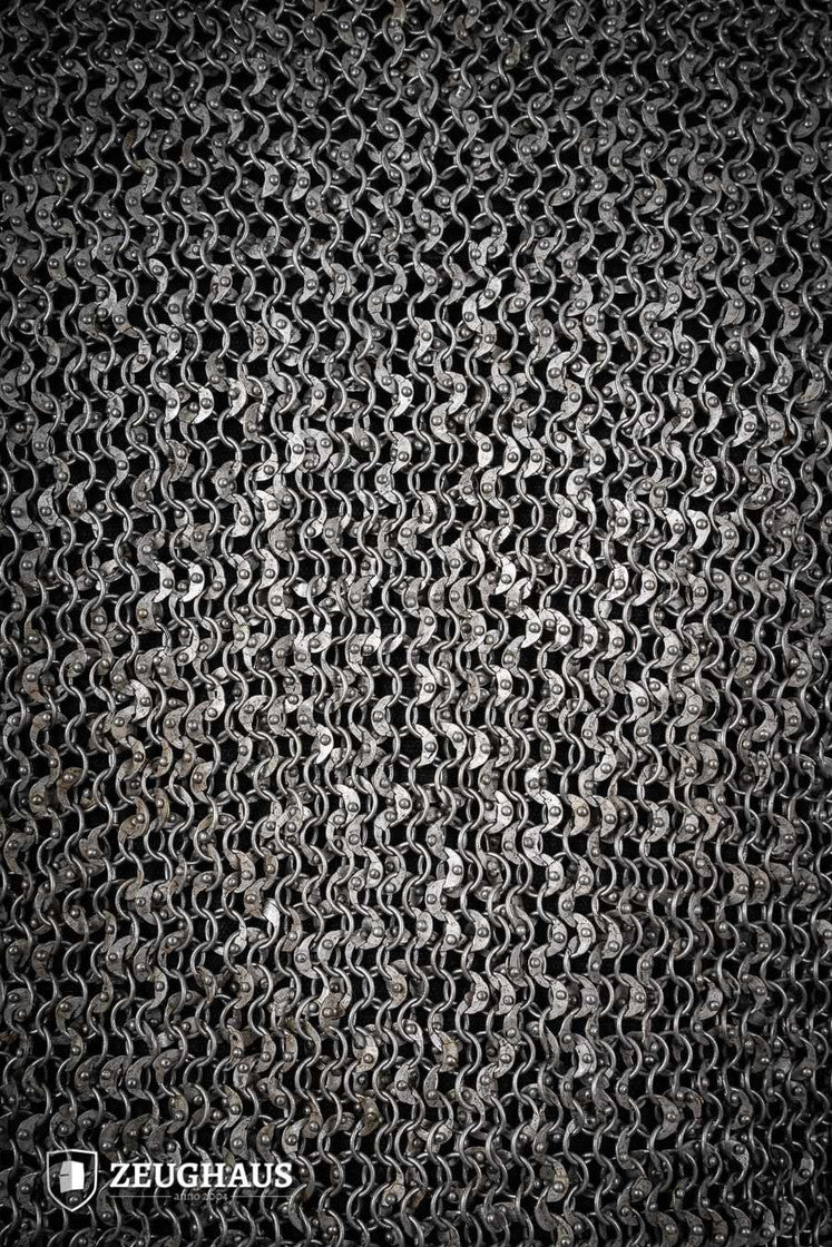 8mm Steel Oiled Round Ring Riveted Chainmail Hauberk - Medieval Armor for LARP, Cosplay & Historical Reenactment