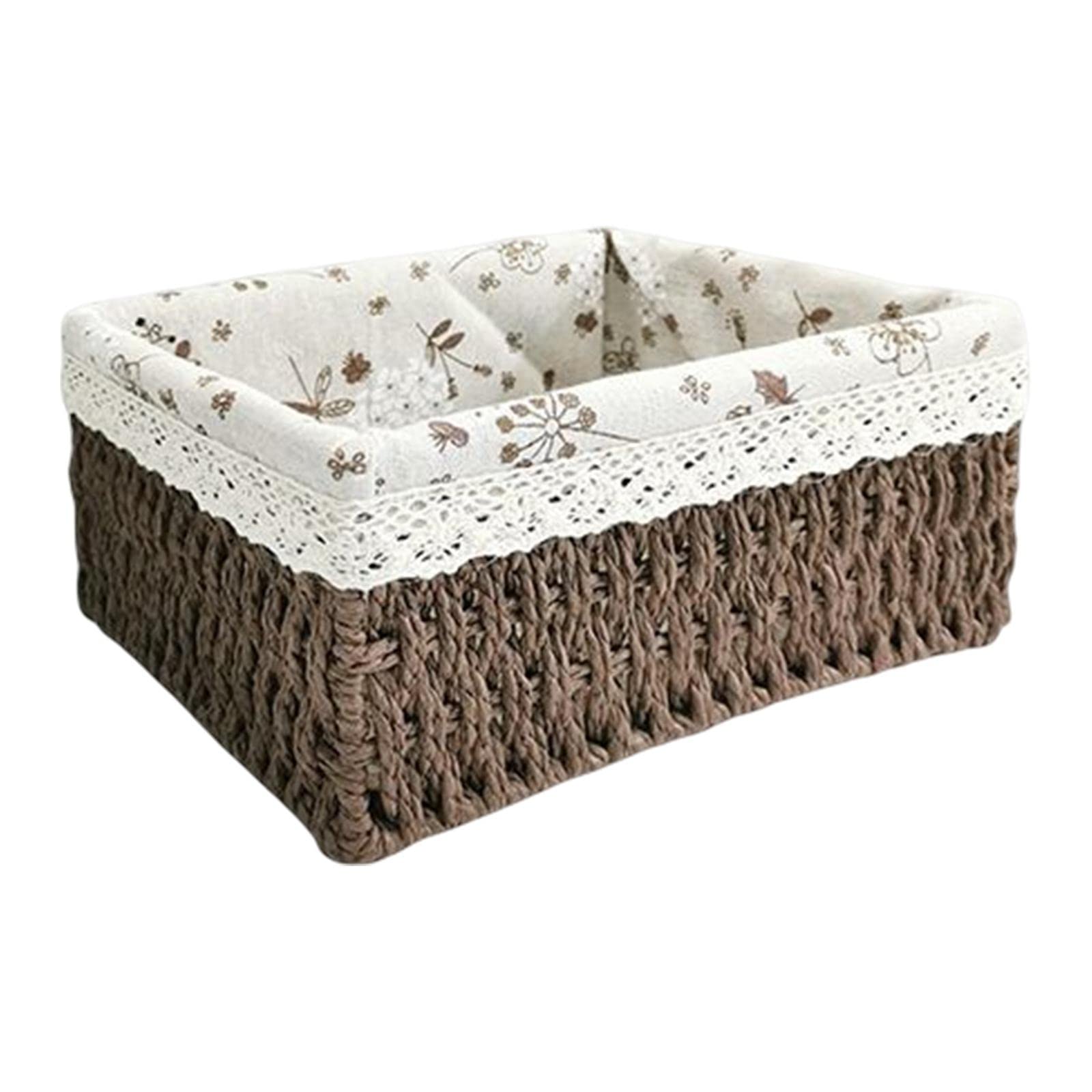 DOLITY Woven Rattan Storage Basket - Natural Wood Rectangular Bin for Kitchen, Bathroom & Toys