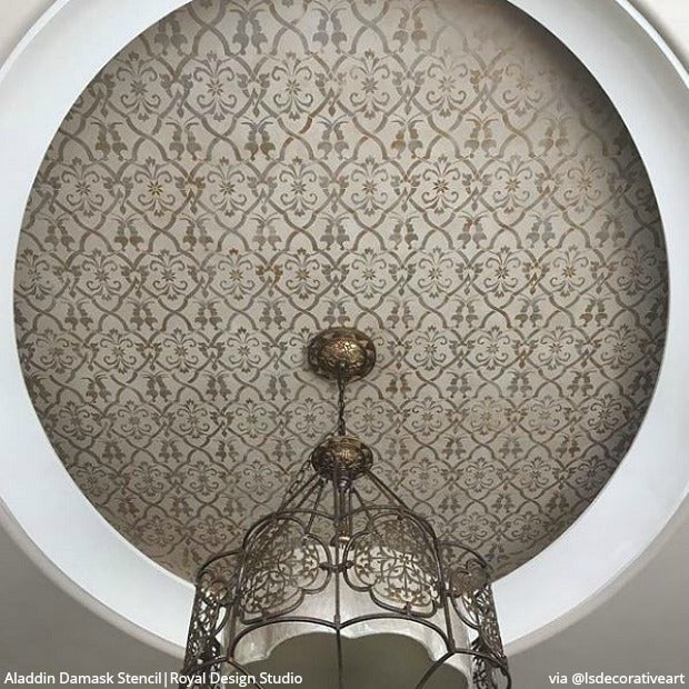 Aladdin Damask Wall Stencil - Reusable DIY Painting Template for Home Decor, Bedroom, Living Room & Nursery - Perfect for Wall Art, Accent Walls & Furniture Upcycling