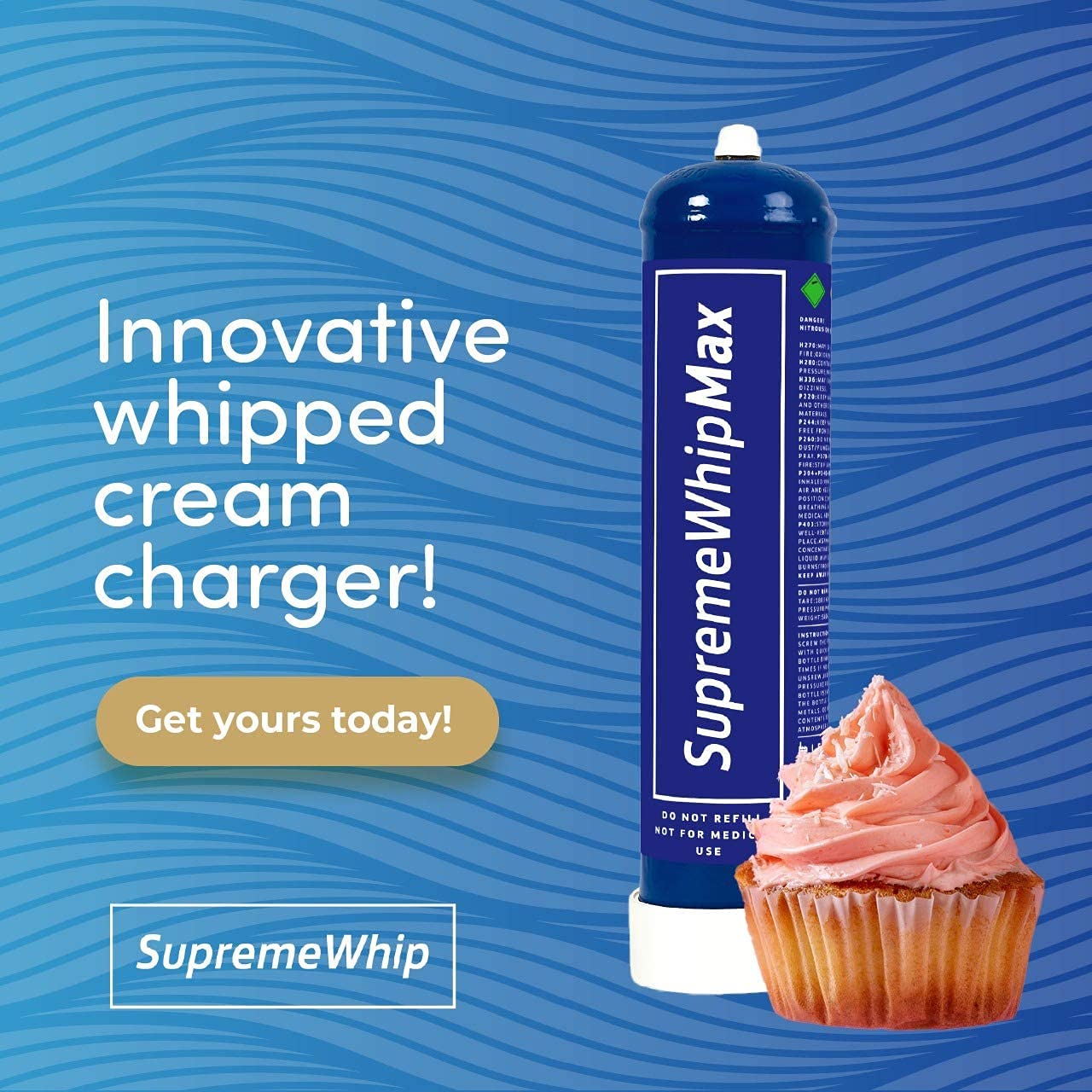 SupremeWhipMax Cream Chargers .95L (6 Pack) - Pure Culinary Gas for Whipped Cream - Perfect for Desserts & Coffee Toppings