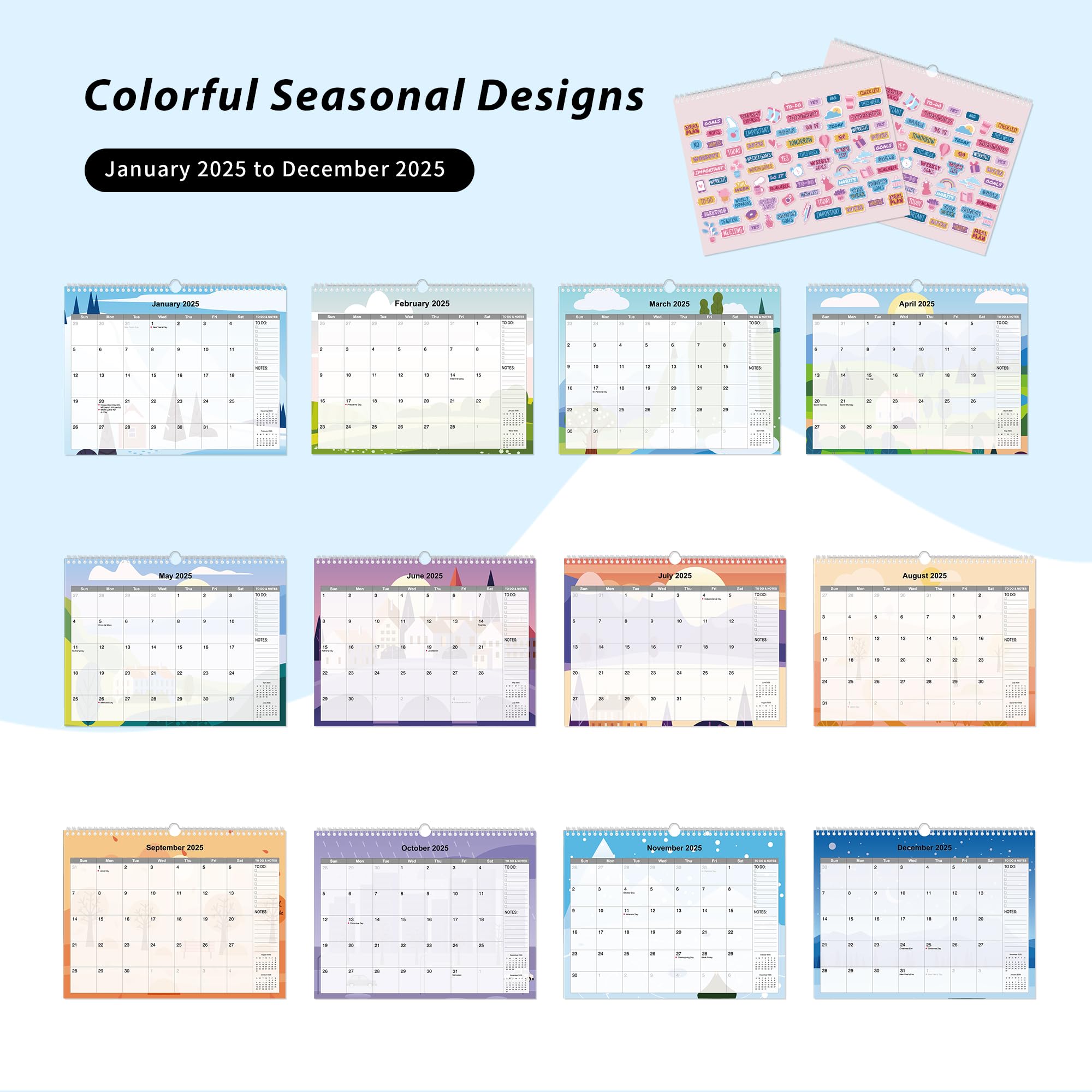 2025 Wall Calendar - 12 Months Large Planner (14.5