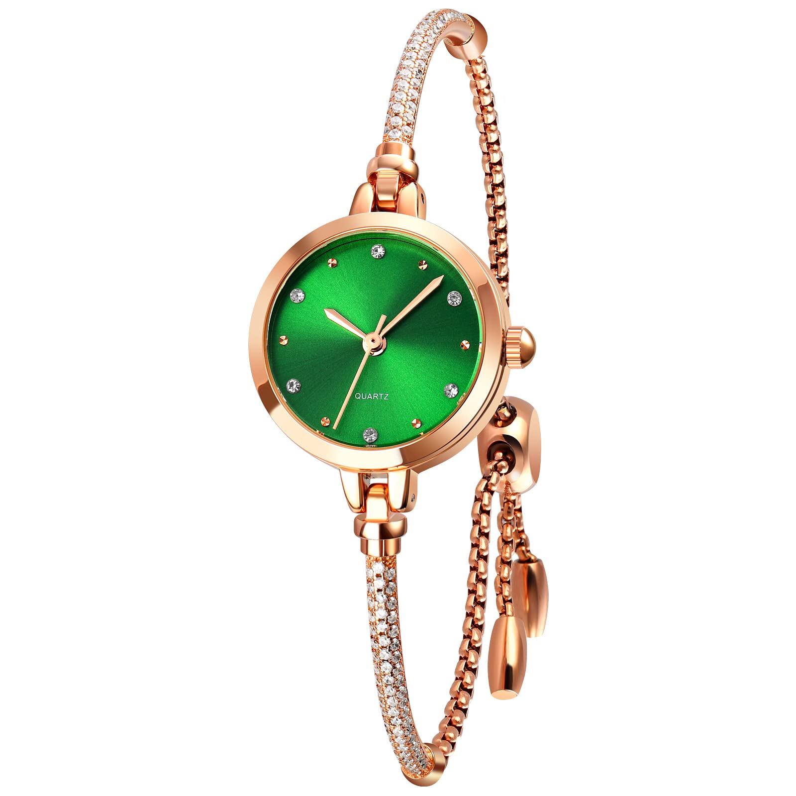 TOOCAT Women's Rose Gold Glitter Diamond Analog Quartz Watch - Waterproof Fashion Bracelet Wristwatch for Female Students, Perfect for School, Work, and Special Occasions