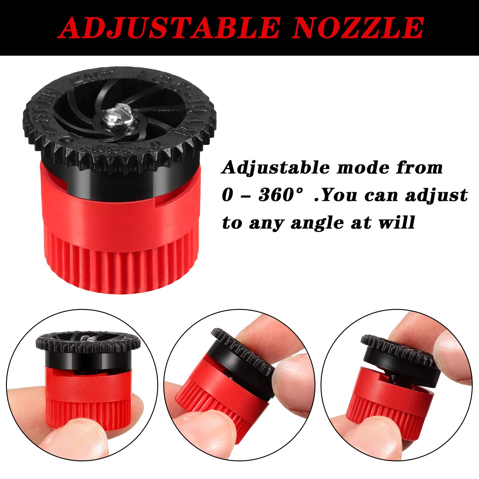 16 Pcs Variable Arc Nozzle Sprinkler Heads - High Efficiency Pop-up Sprinkler Replacement Compatible with RainBird, Hunter, Orbit - Perfect for Lawn, Garden & Landscape Irrigation Systems