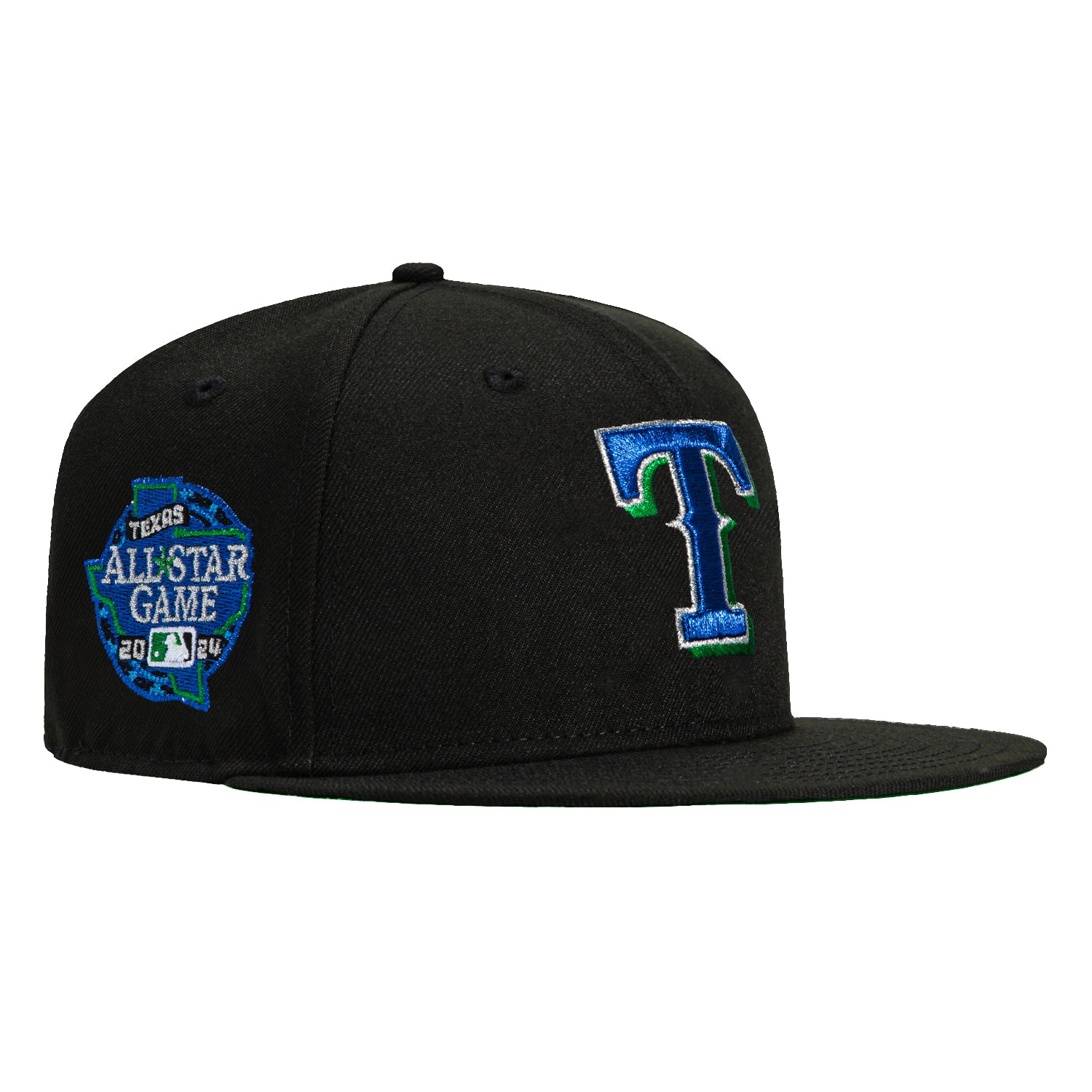 New Era 59Fifty Texas Rangers 2024 All Star Game Patch Snapback Hat - Black, Royal, Kelly - Official MLB Baseball Cap for Fans, Sports Enthusiasts & Streetwear Fashion