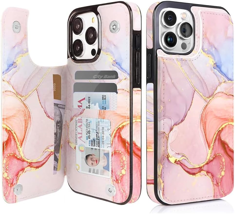 iPhone 15 Plus Wallet Case with Card Holder Slots - PU Leather Folio Flip Cover with Kickstand & Double Magnetic Clasp | Perfect for Daily Commute, Business Meetings & Travel Protection