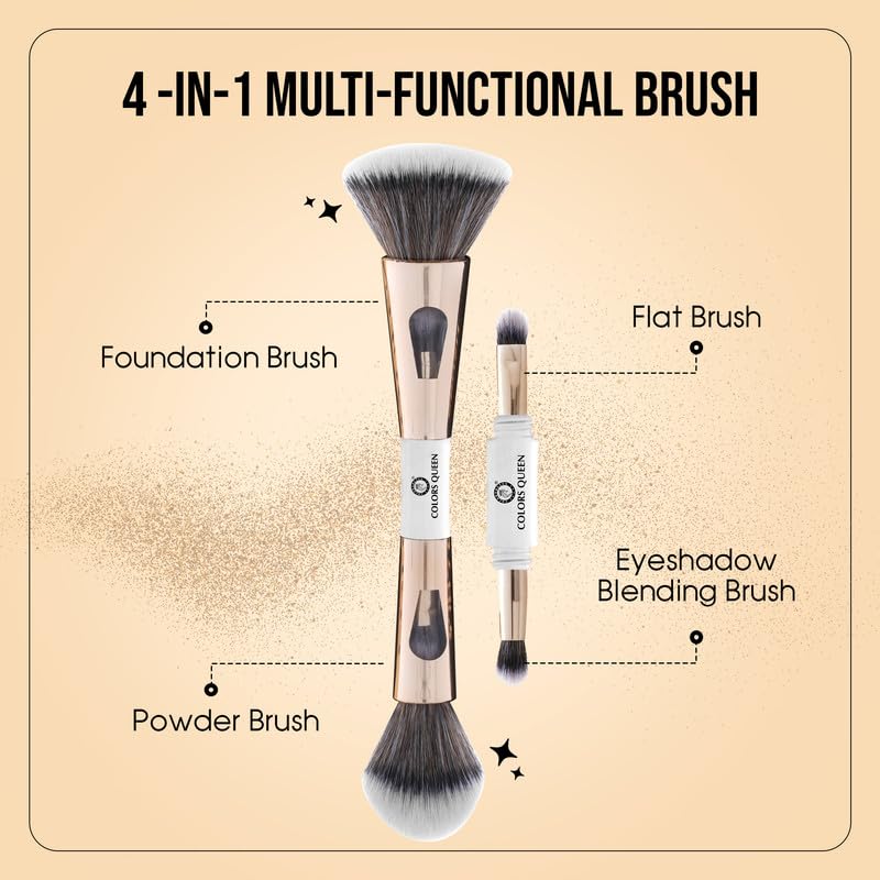 4-in-1 Makeup Brush Set - Foundation, Powder & Eyeshadow Brushes | Soft Bristles for Flawless Makeup