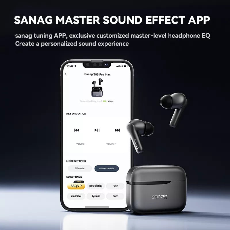 Sanag T85S Pro Wireless Bluetooth Earbuds with Noise Cancellation, Hi-Fi Stereo Sound, 30H Playtime - Perfect for Workouts, Commuting & Travel