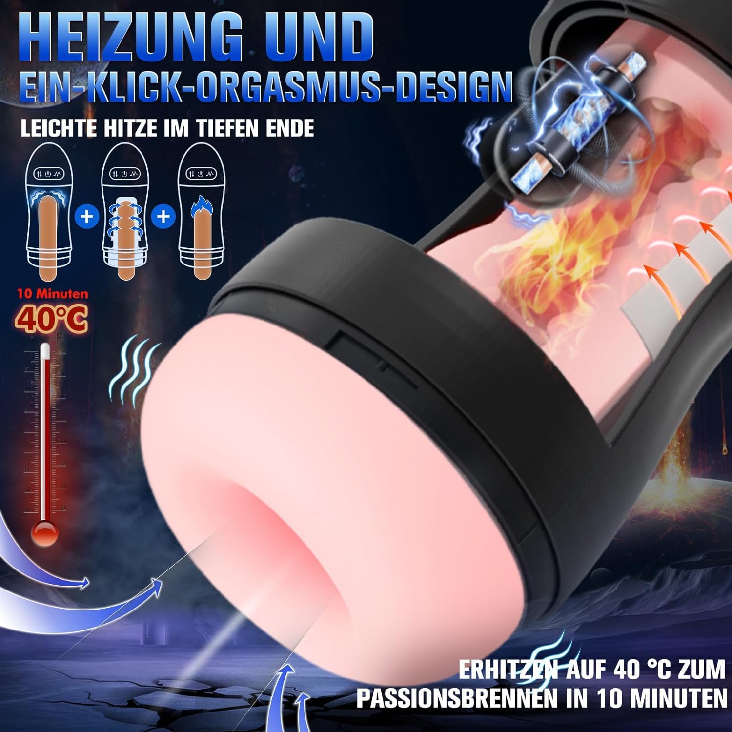 10-Speed Vibrating Male Masturbator with Heating & APP Control - 4-in-1 Rechargeable Penis Sleeve for Men - Perfect for Solo Play, Couples Fun & Discreet Pleasure at Home