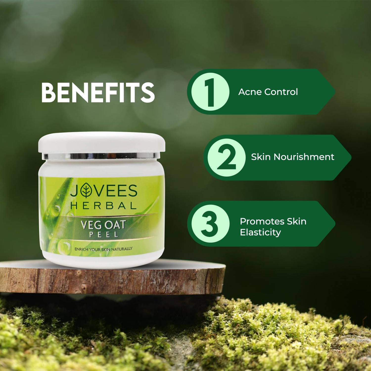 Jovees Herbal Veg Oat Face Peel for Acne & Tan Removal - 250g with Almond Powder & Wheat Grain | Gentle Exfoliating Facial Scrub for Clear, Glowing Skin | Perfect for Daily Skincare Routine & Spa Treatments