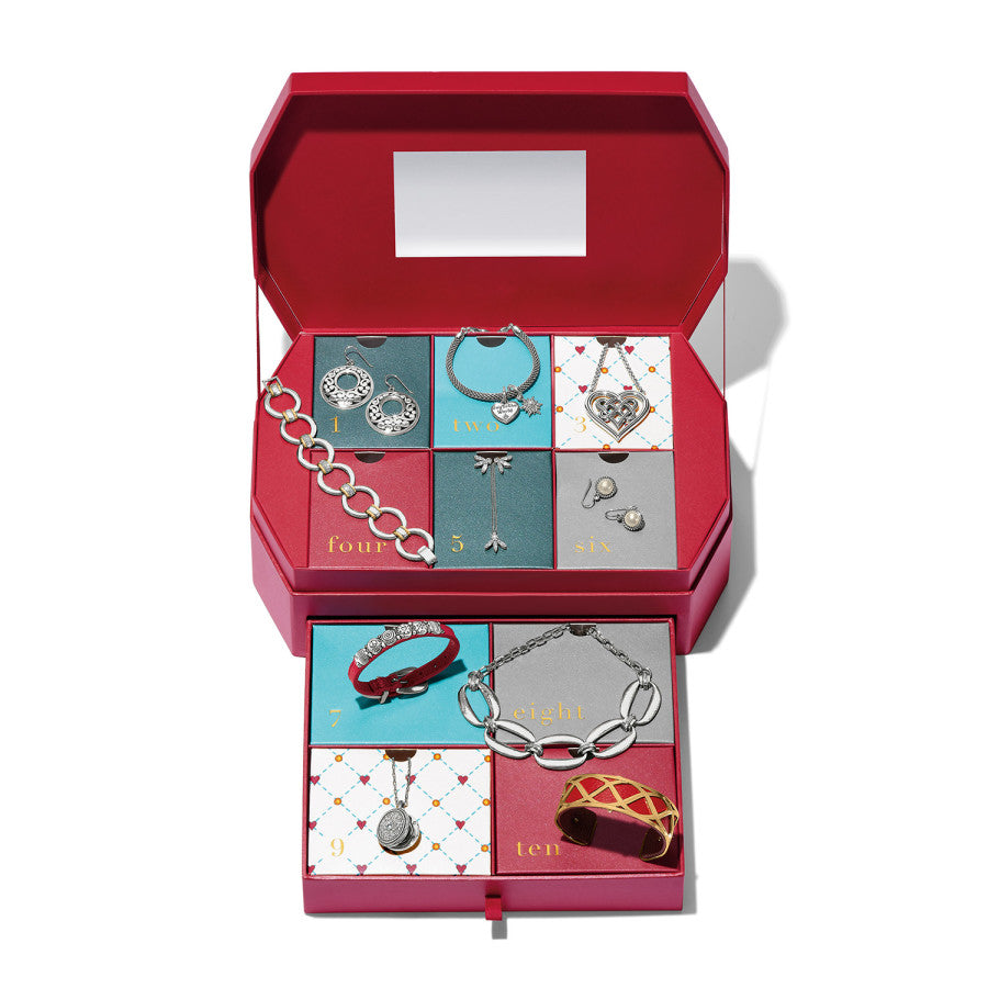 10 Days of Brighton Jewelry Advent Box - Holiday Gift Set with 10 Unique Jewelry Pieces for Christmas Countdown, Party Favors & Festive Surprises