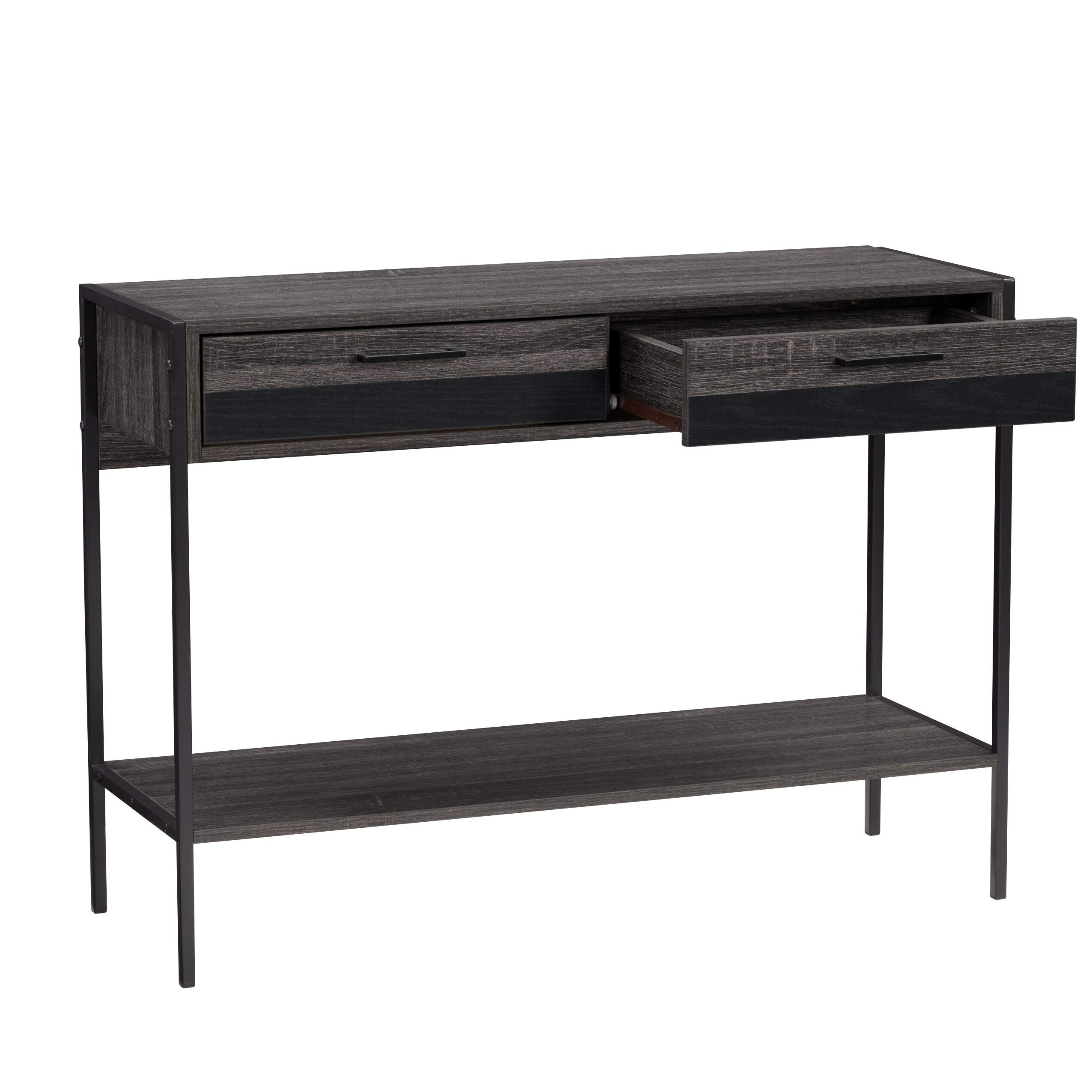 Distressed Carbon Gray Entryway Table - Rustic Wood Console Table for Hallway, Living Room & Foyer - Perfect for Storage & Home Decor