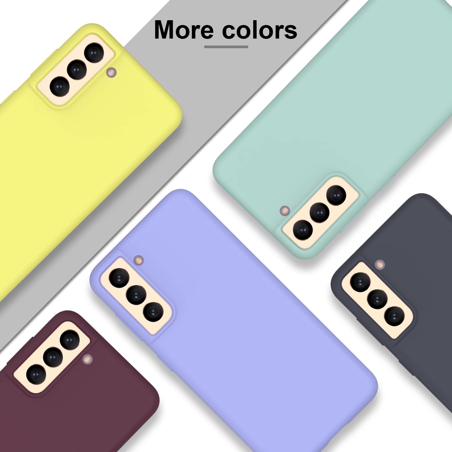 DEENAKIN Samsung Galaxy S21 Case - Soft Flexible Silicone Gel Cover, Shockproof Slim Fit Full Body Protective Phone Case (Dark Grey) - Perfect for Everyday Use, Work & Travel Protection