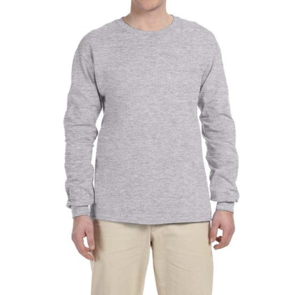Gildan G240 Men's Ultra Cotton Long Sleeve T-Shirt | Soft Comfortable Crewneck Shirt | Sport Grey | Perfect for Work, Casual Wear & Outdoor Activities