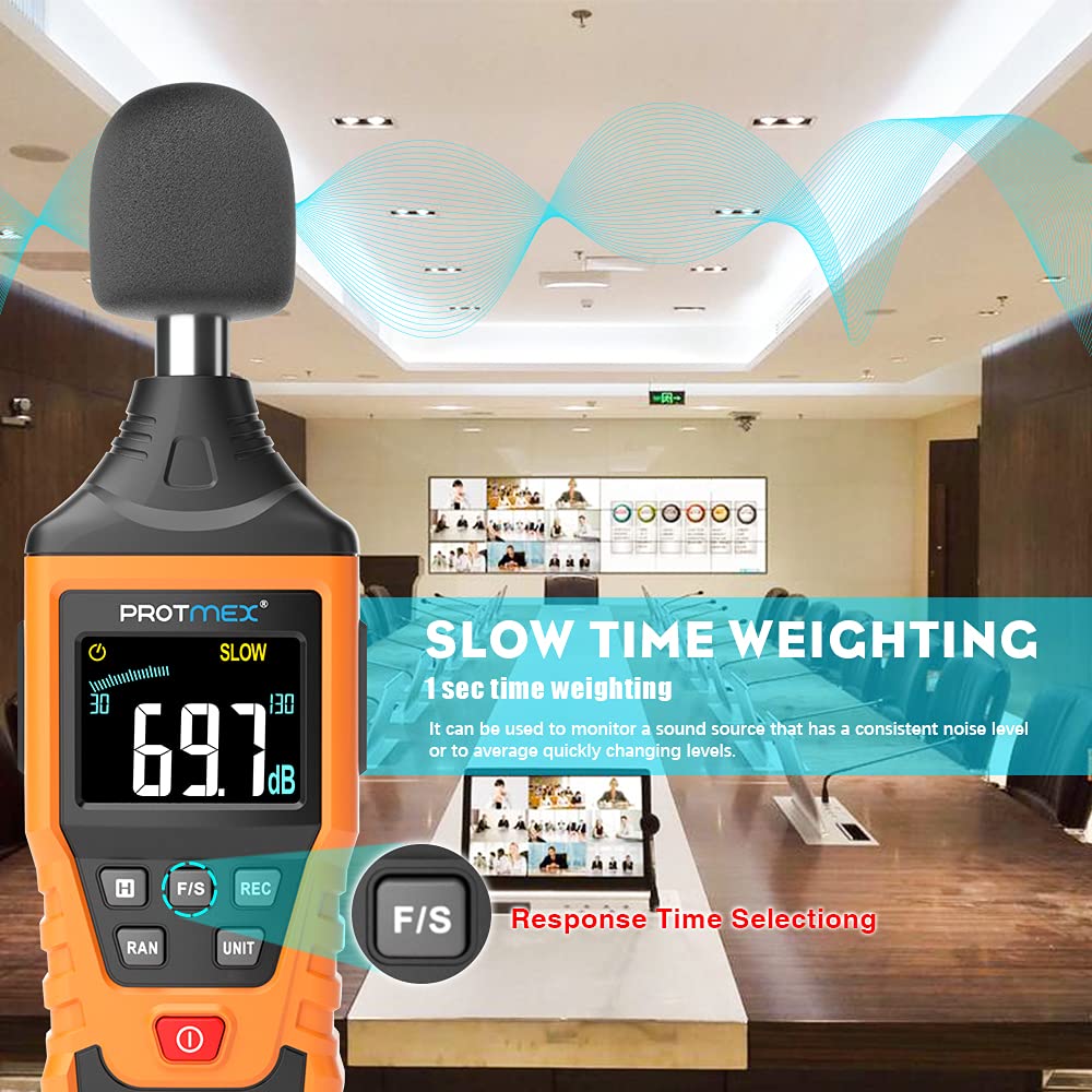 Protmex PT622A Digital Sound Level Meter - 30-130 dB Decibel Reader with Large LCD Display, ±1.5dB Accuracy, Fast/Slow Mode Selection - Perfect for Home, Workplace, and Industrial Noise Measurement