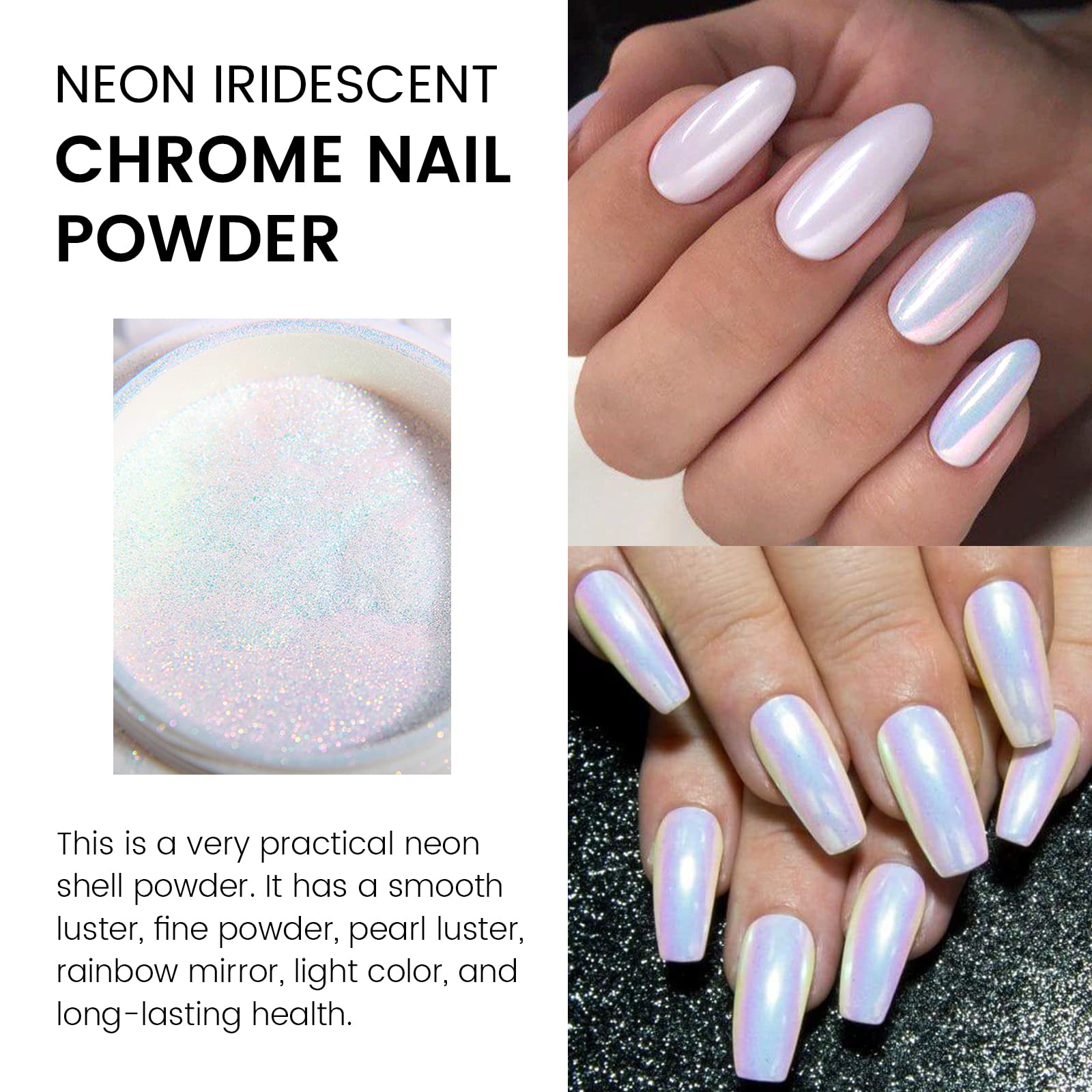 Ownest 2Pcs Iridescent Chrome Nail Powder Set - Mermaid & Pearl Magic Nail Pigments for Professional Salon & DIY Manicure | Perfect for Nail Art, Gel Polish, Acrylic Nails | Great for Parties, Weddings & Special Occasions
