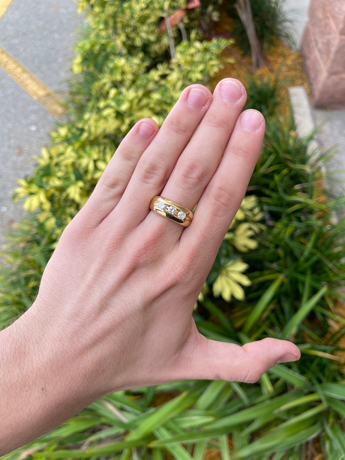1.32tcw Natural Diamond Three Stone Men's 14K Gold Wedding Band Ring - Perfect for Engagement, Anniversary & Special Occasions