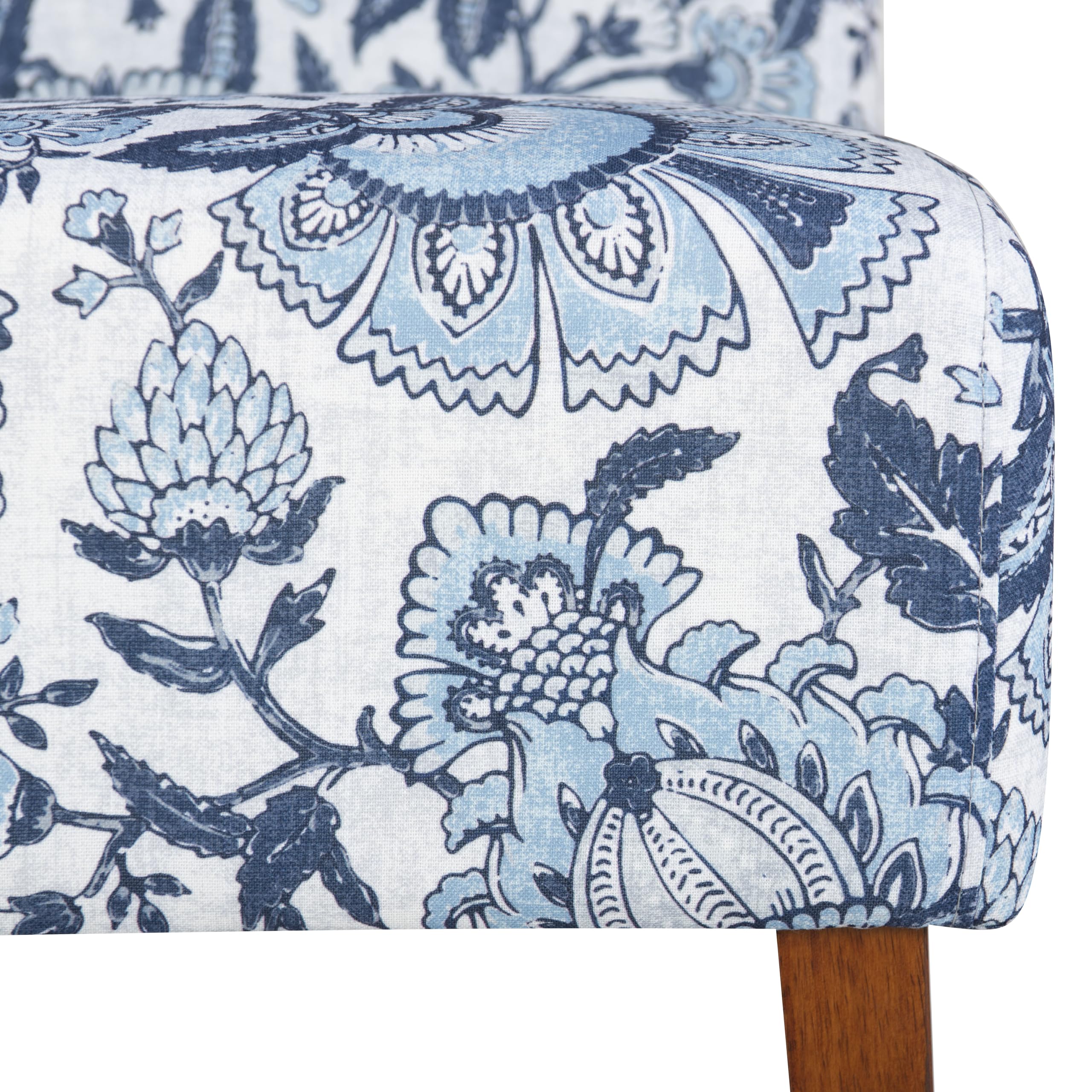 Linon Lily Blue and White Floral Paisley Upholstered Accent Chair - Stylish Home Decor for Living Room, Bedroom & Office - Perfect Reading Chair and Lounge Seating