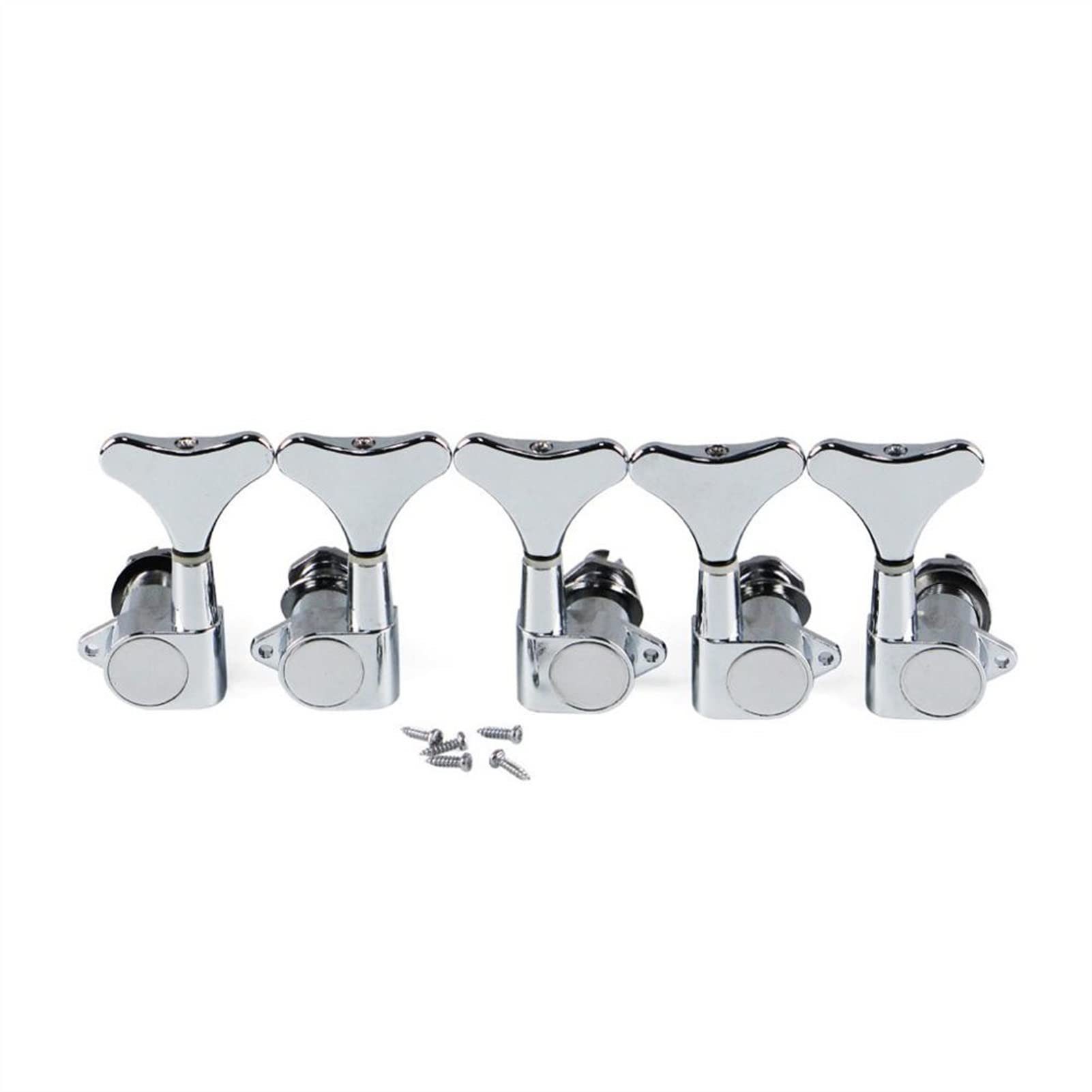5-Piece Bass Guitar Tuning Pegs Set - Chrome Machine Heads & Tuners for 5-String Electric Bass (2L3R/2R3L Configuration) - Perfect for Stage Performances, Studio Recording & Home Practice