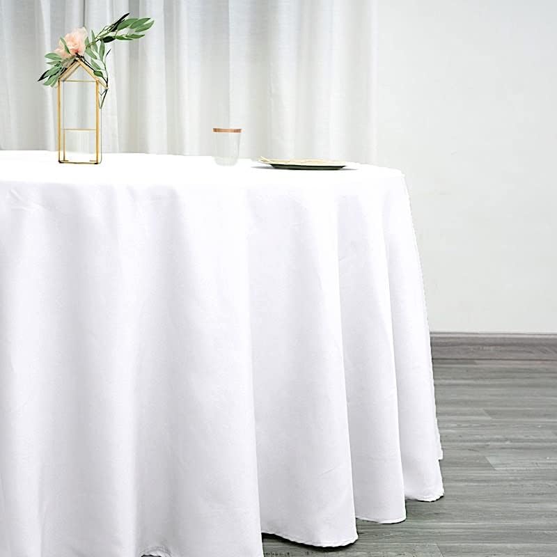 10 Pack 120 Inch Round White Polyester Tablecloths - Premium Fabric Table Cover for Wedding, Banquet, Party, Reception & Dining - Washable & Wrinkle-Resistant for Easy Home & Event Use