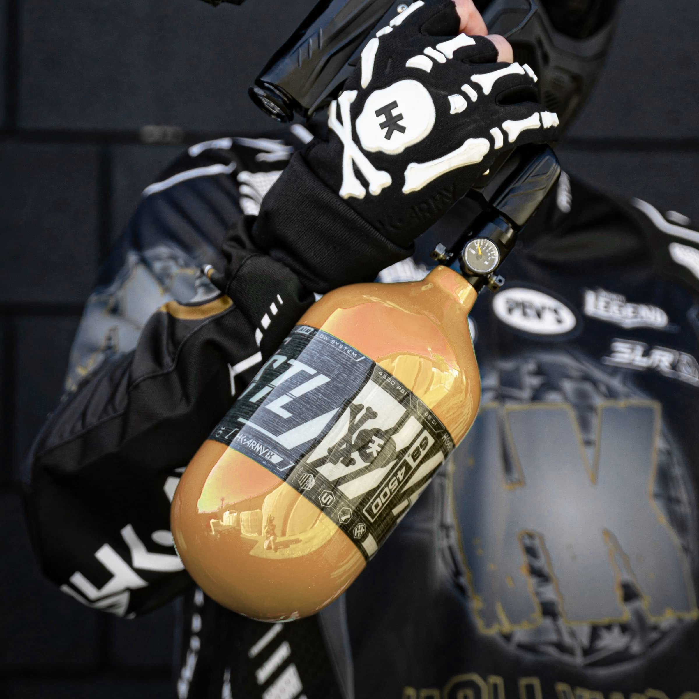 HK Army HSTL 68/4500 Carbon Fiber HPA Paintball Air Tank System with Standard Regulator - Lightweight & Durable for Tournament & Woodsball Scenarios