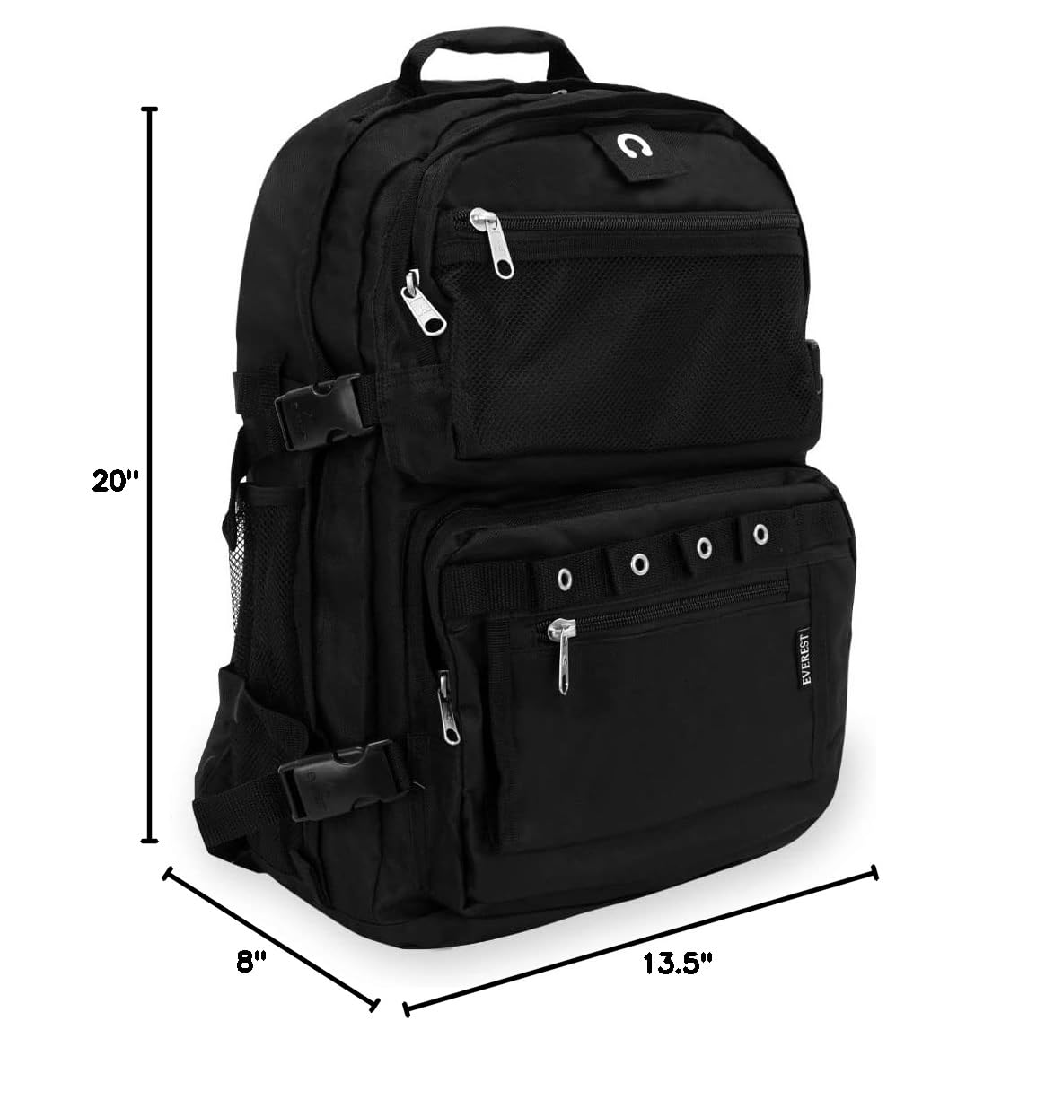 Everest Deluxe Oversize Travel Backpack - Large Black Durable Carry-On Backpack for Hiking, Camping & Airplane Travel