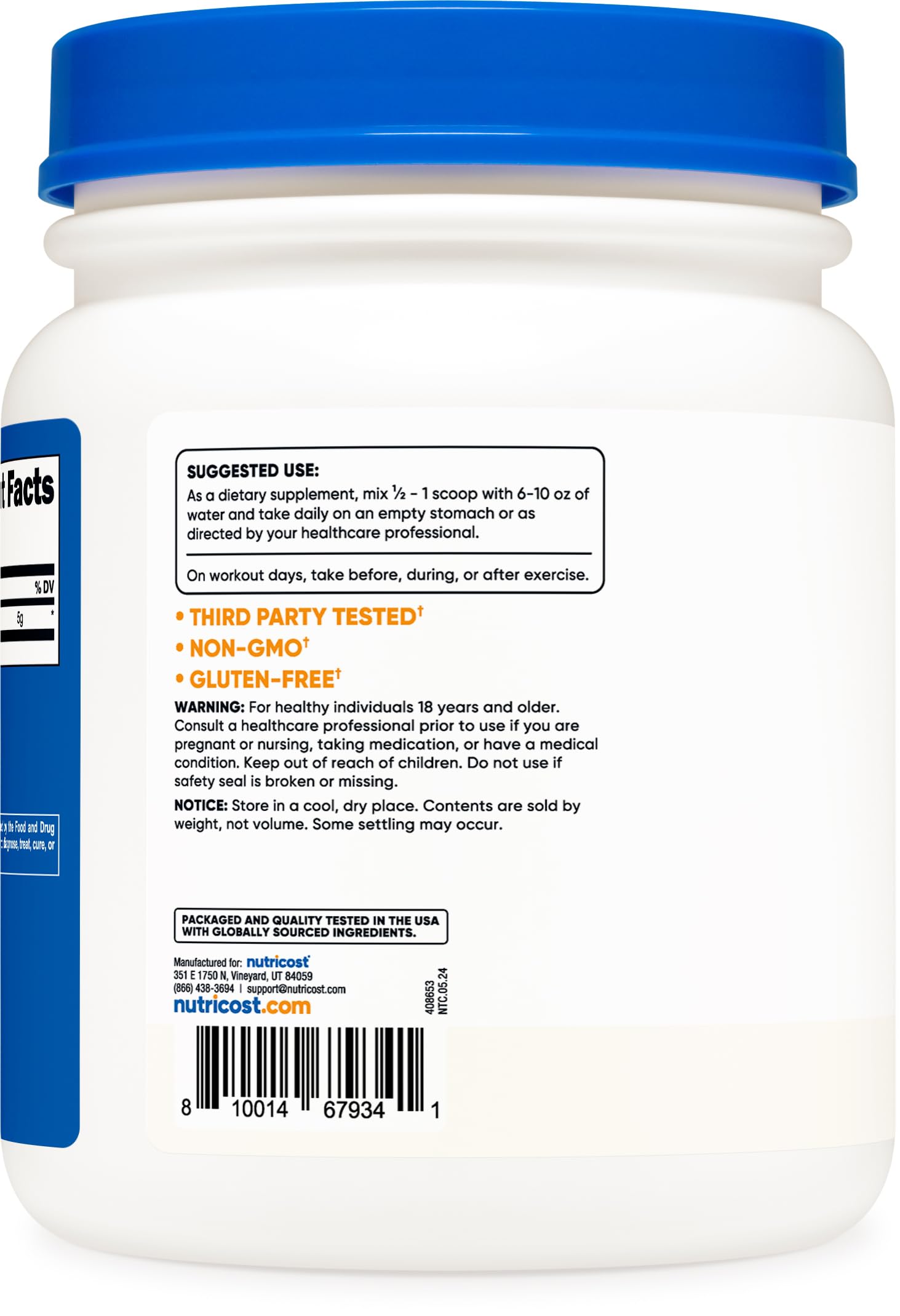 Nutricost Pure L-Leucine Powder 500g - Unflavored Branched Chain Amino Acid (BCAA) Supplement for Muscle Recovery & Workout Performance - Ideal for Athletes, Bodybuilders & Fitness Enthusiasts