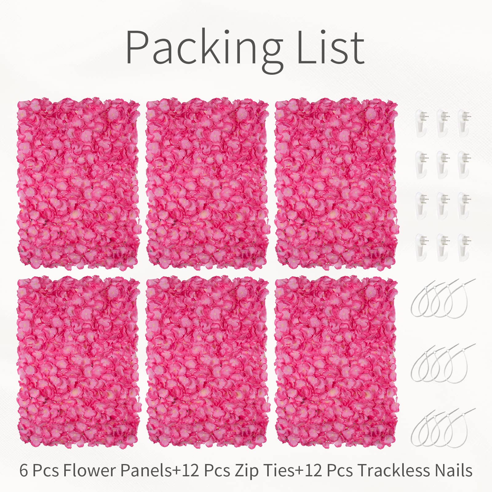 6-Pack Pink 3D Artificial Hydrangea Flower Wall Panels - Fake Floral Decor for Wedding Backdrop, Party Decoration, Home & Office Wall Decor - Perfect for Bridal Showers, Baby Showers, and Event Photo Booths