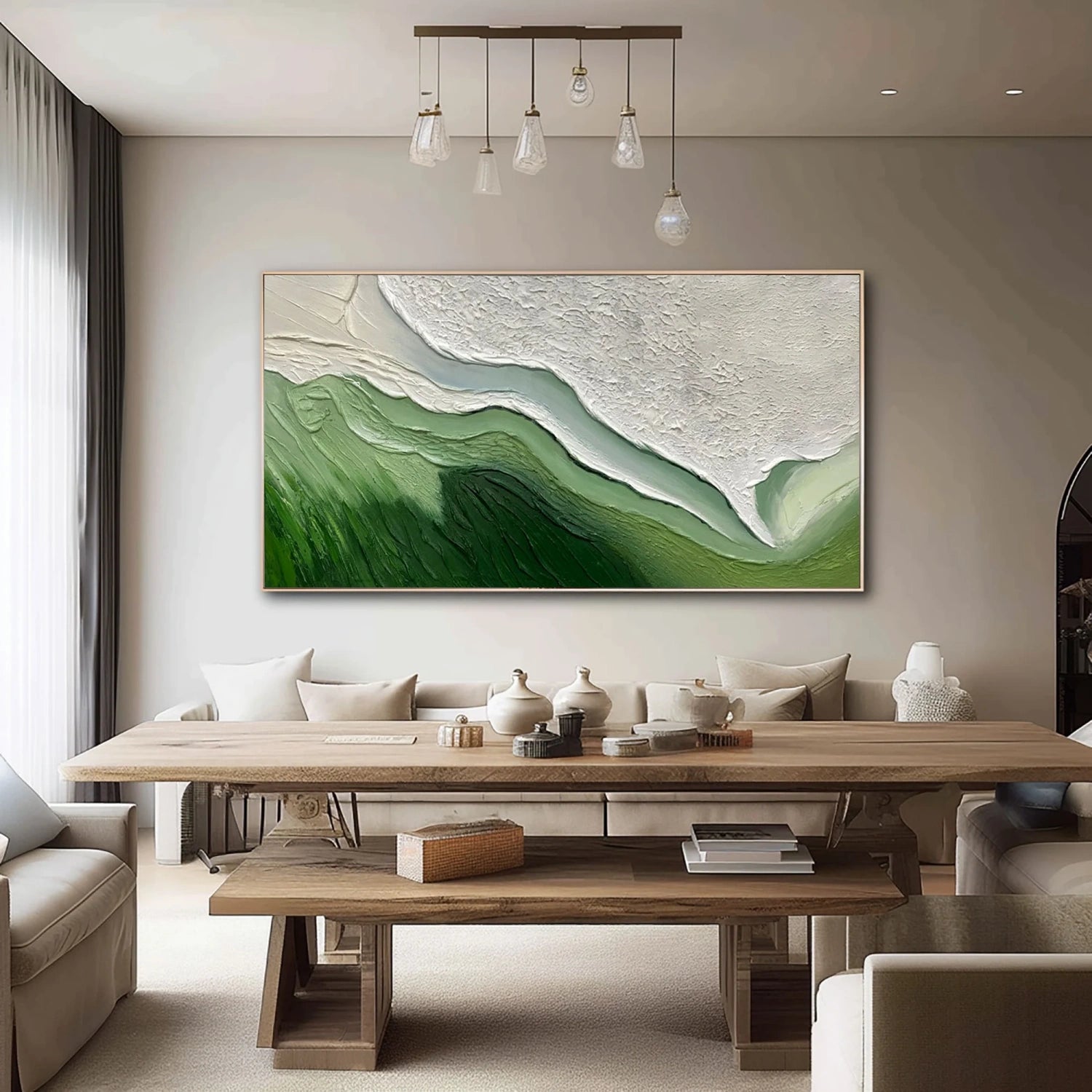 Blue & Green Abstract Wall Art Canvas Print #BG099 - Modern Home Decor for Living Room, Bedroom & Office