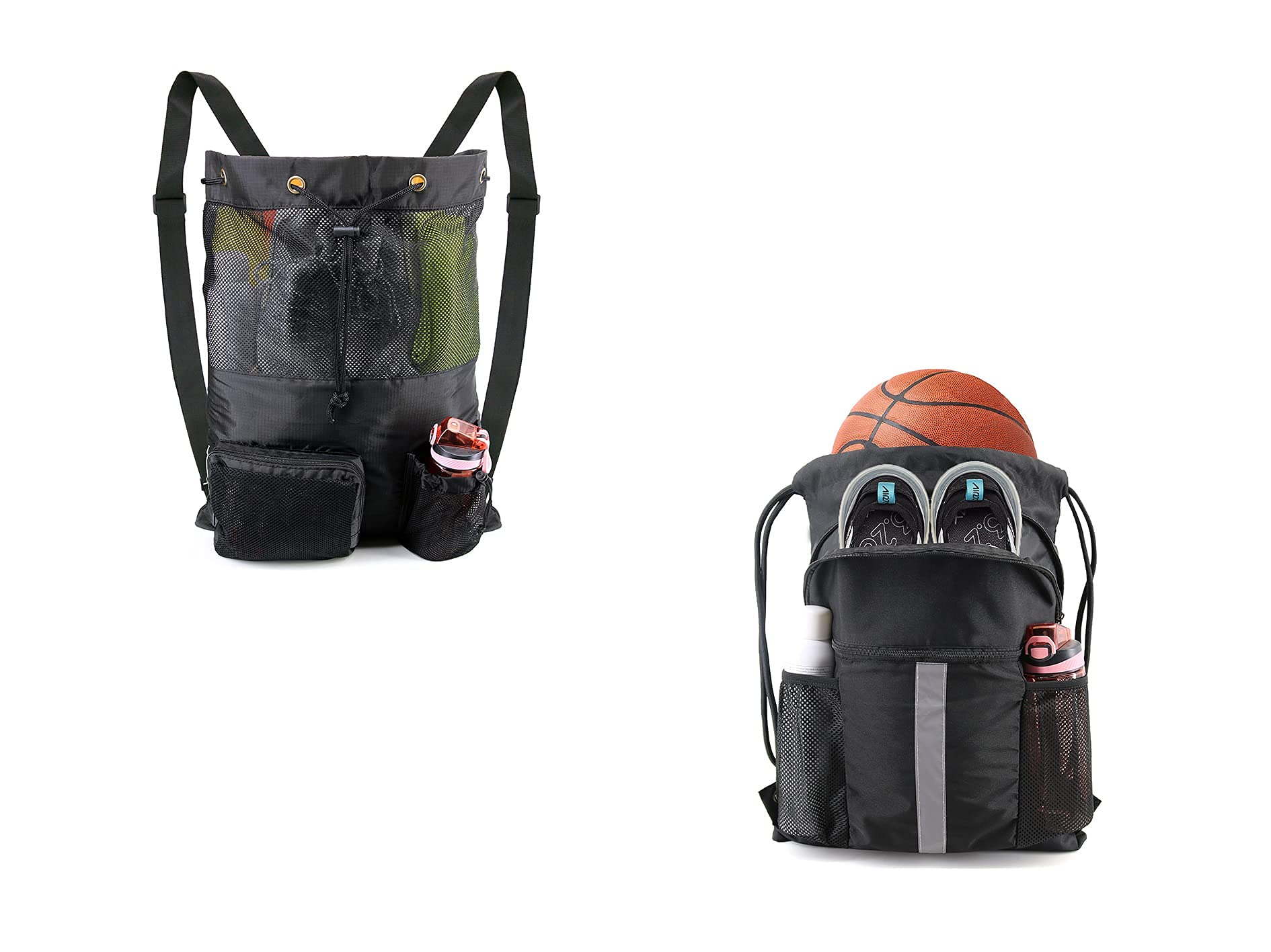 BeeGreen Large Drawstring Backpack - 2 Pack Waterproof Gym Bag for Swimming, Beach & Sports Gear | Durable Pool Bag for Men & Women | Perfect for Gym, Travel & Outdoor Activities