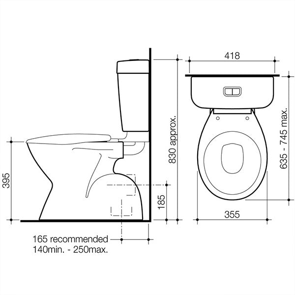 Caroma Aire Concorde Connector Toilet Suite - Modern Water-Efficient Dual Flush Toilet for Bathroom Renovation | Perfect for Home, Office & Commercial Spaces