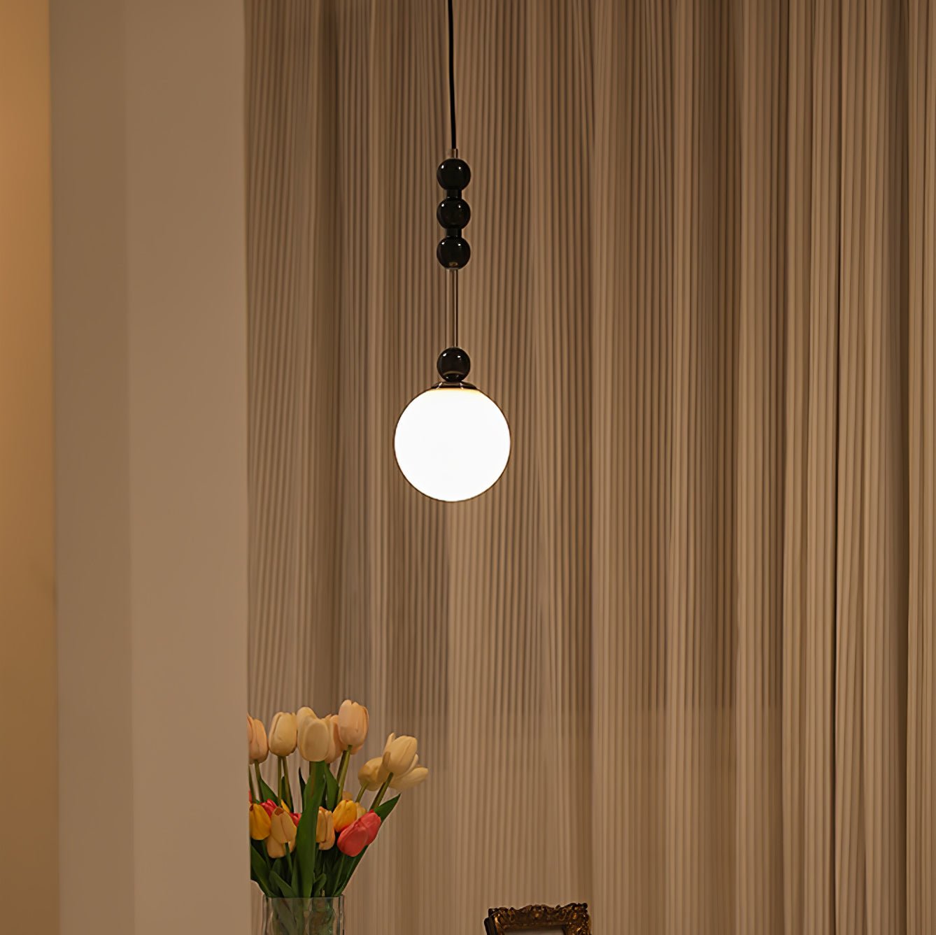 Modern Bola Pendant Lamp - Handwoven Rattan Hanging Light Fixture for Dining Room, Kitchen Island, Bedroom & Living Room Decor