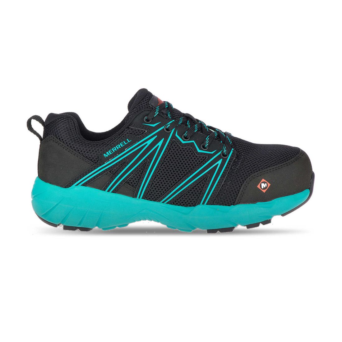 Merrell Fullbench Superlite J17548 Women's Alloy Toe CSA Certified Athletic Work Shoes - Lightweight Safety Footwear for Construction & Warehouse (Black/Teal) | Perfect for Industrial Jobs, Outdoor Work & Heavy-Duty Activities
