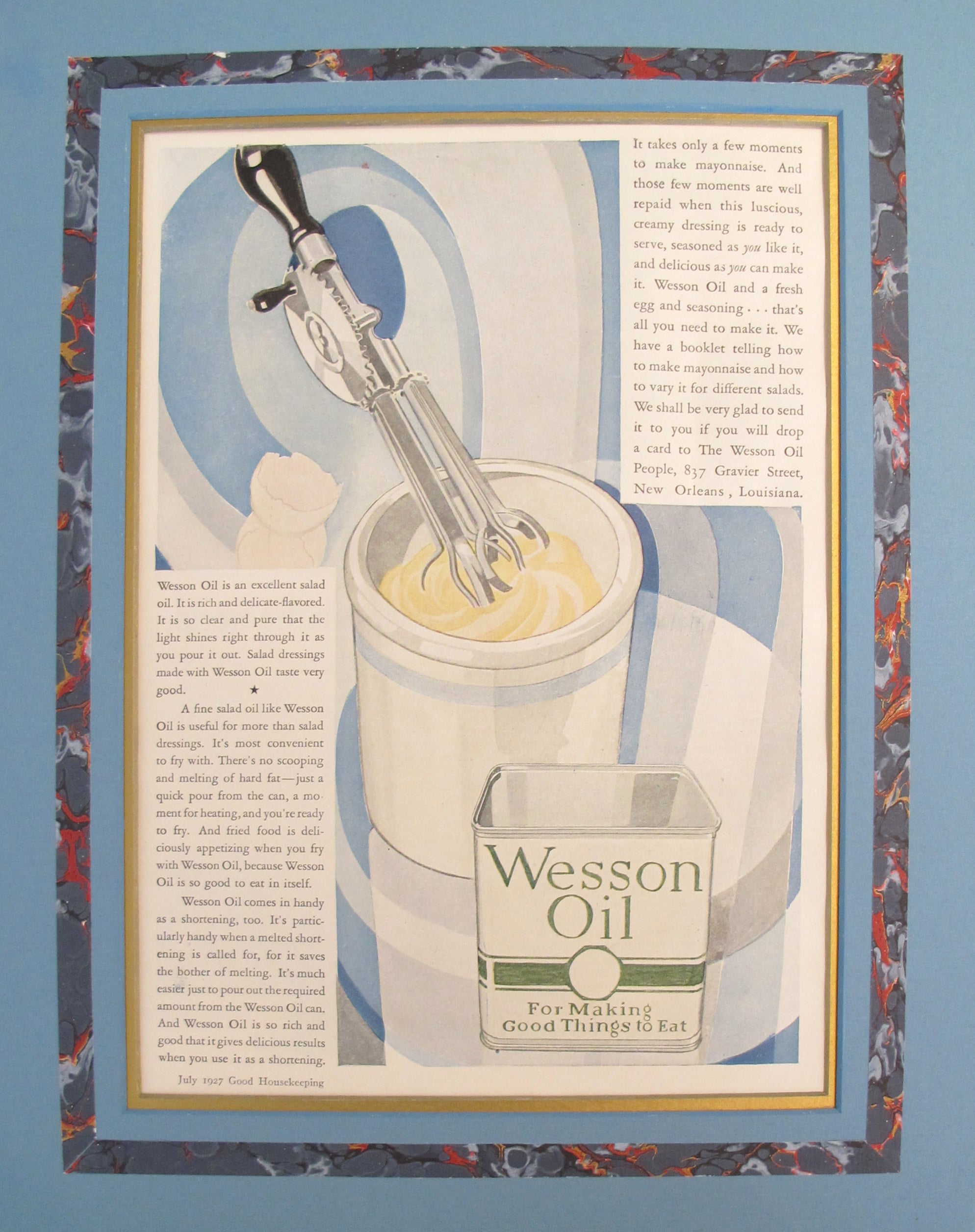 1920's Vintage American Wesson Oil Advertisement - Good Housekeeping Magazine | Retro Kitchen Decor & Collectible Memorabilia for Home & Office Display